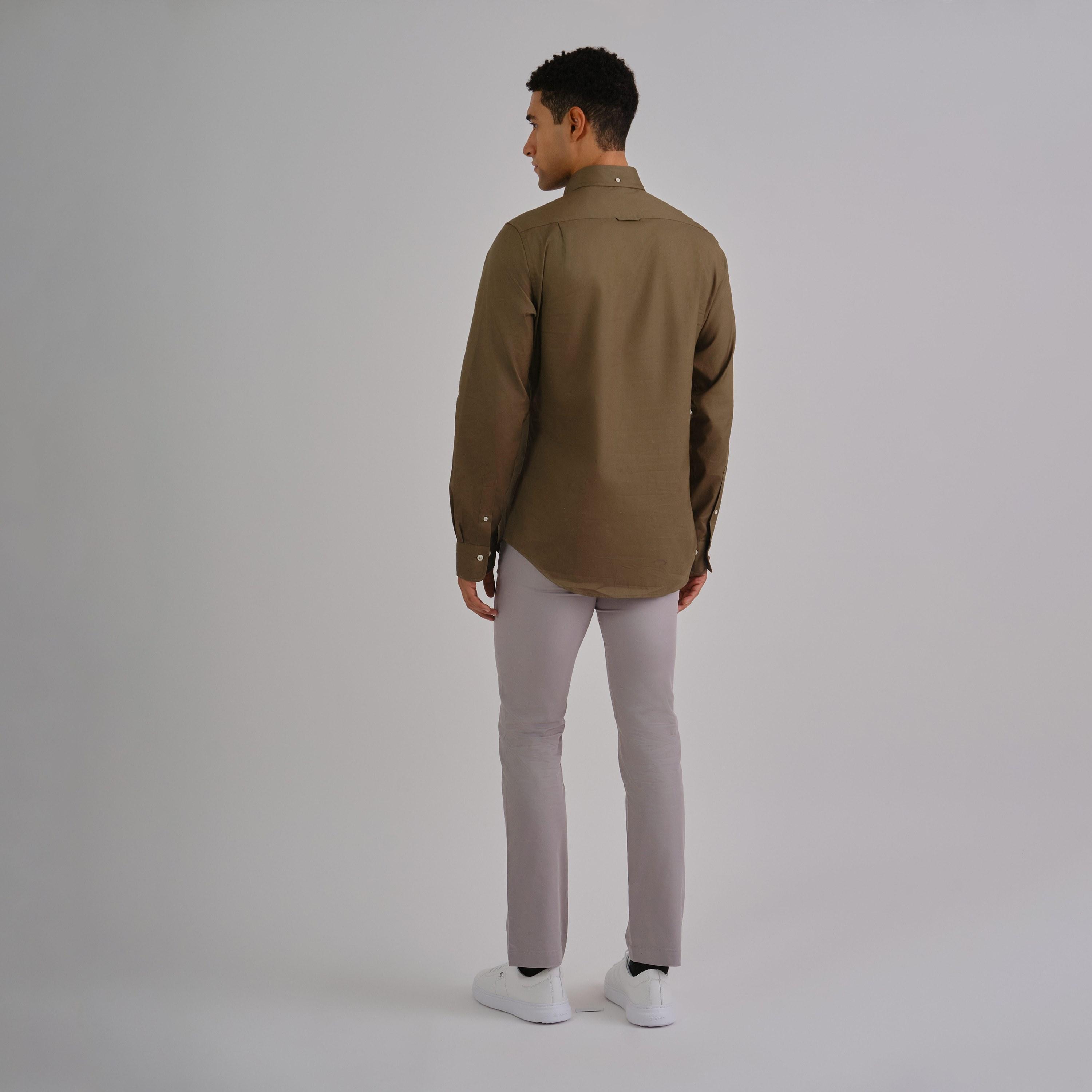 قميص رجالي من Gant بقصة ضيقة وأكمام طويلة وياقة بأزرار سفلية-men-clothing-shirts-image-15