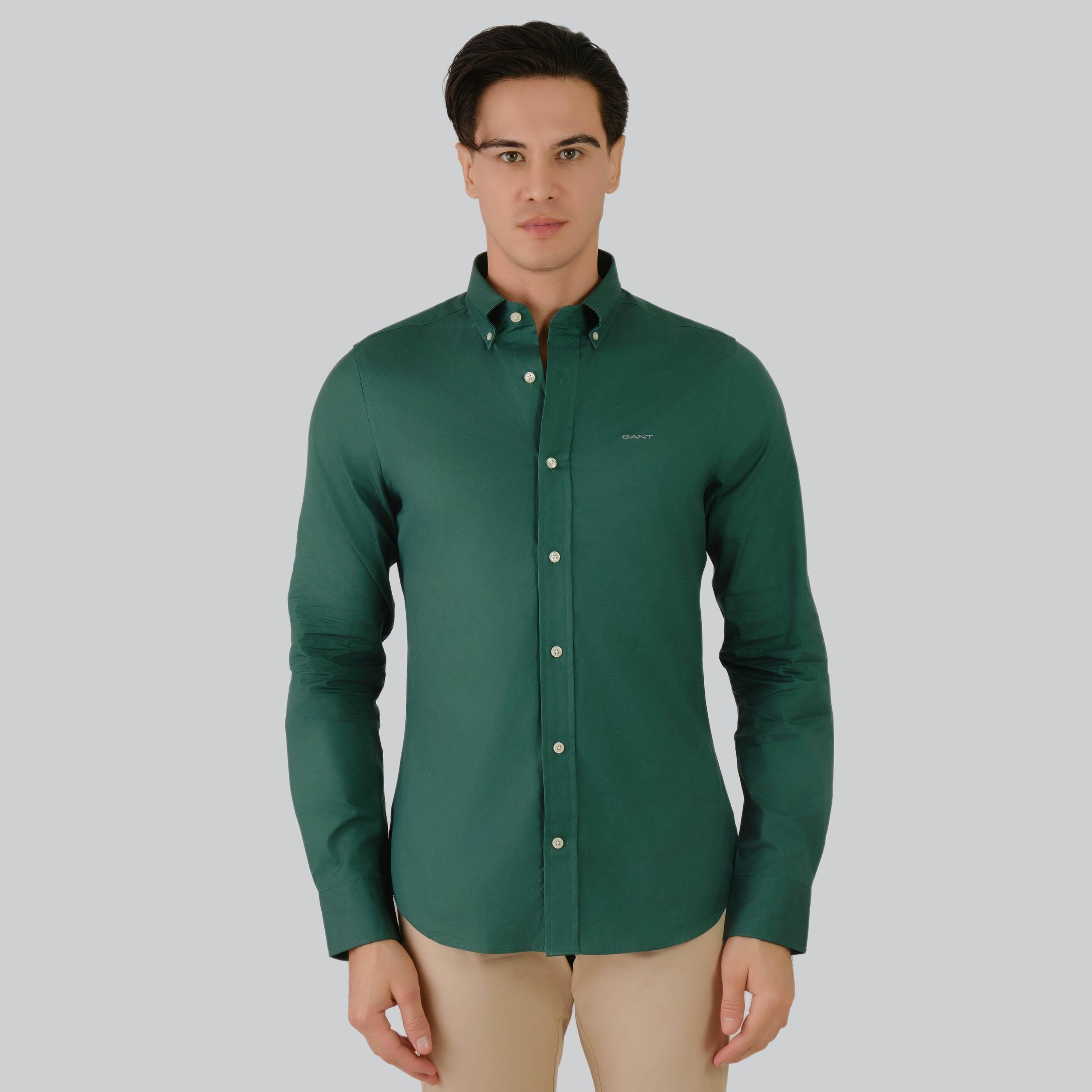 قميص رجالي من Gant بقصة ضيقة وأكمام طويلة وياقة بأزرار سفلية-men-clothing-shirts-image-18
