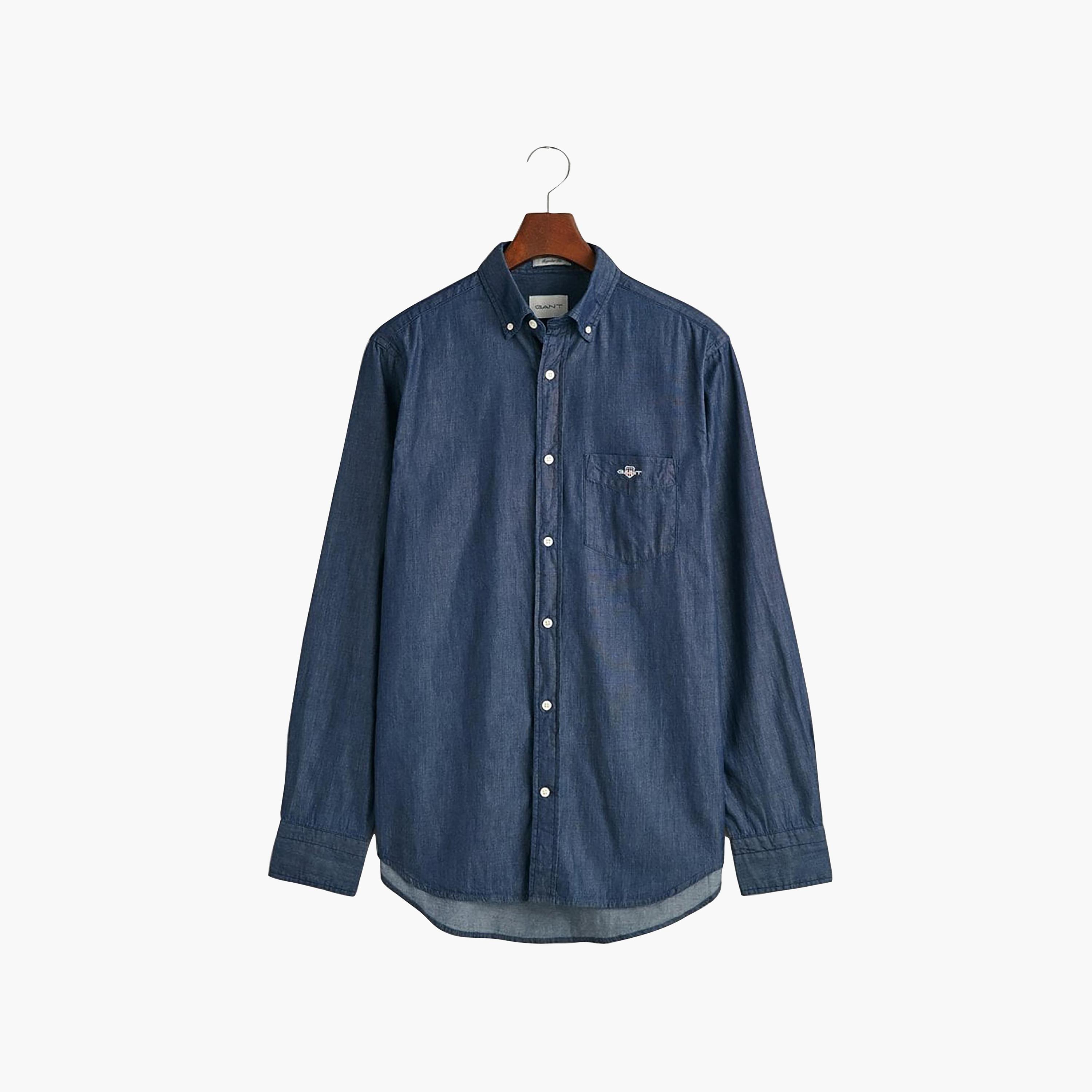Gant Logo Detail Button Down Collar Long Sleeves Shirt with Patch Pocket-men-clothing-shirts-image-5