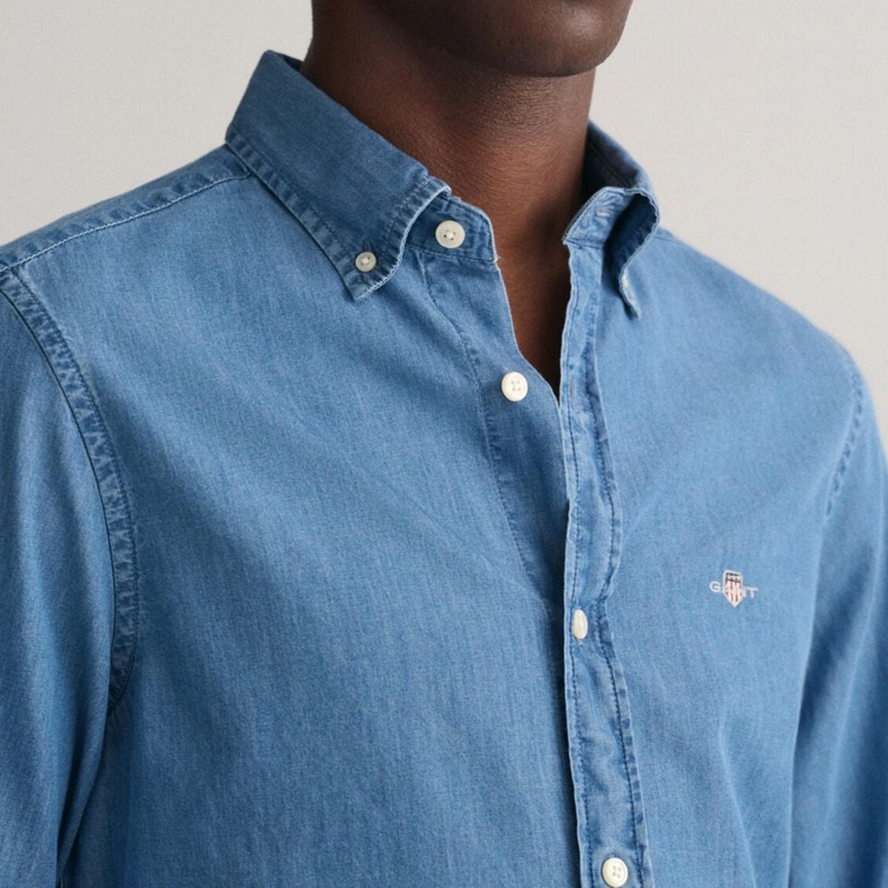 Gant Slim Fit Plain Button Down Collar Long Sleeves Men's Shirt-men-clothing-shirts-image-2