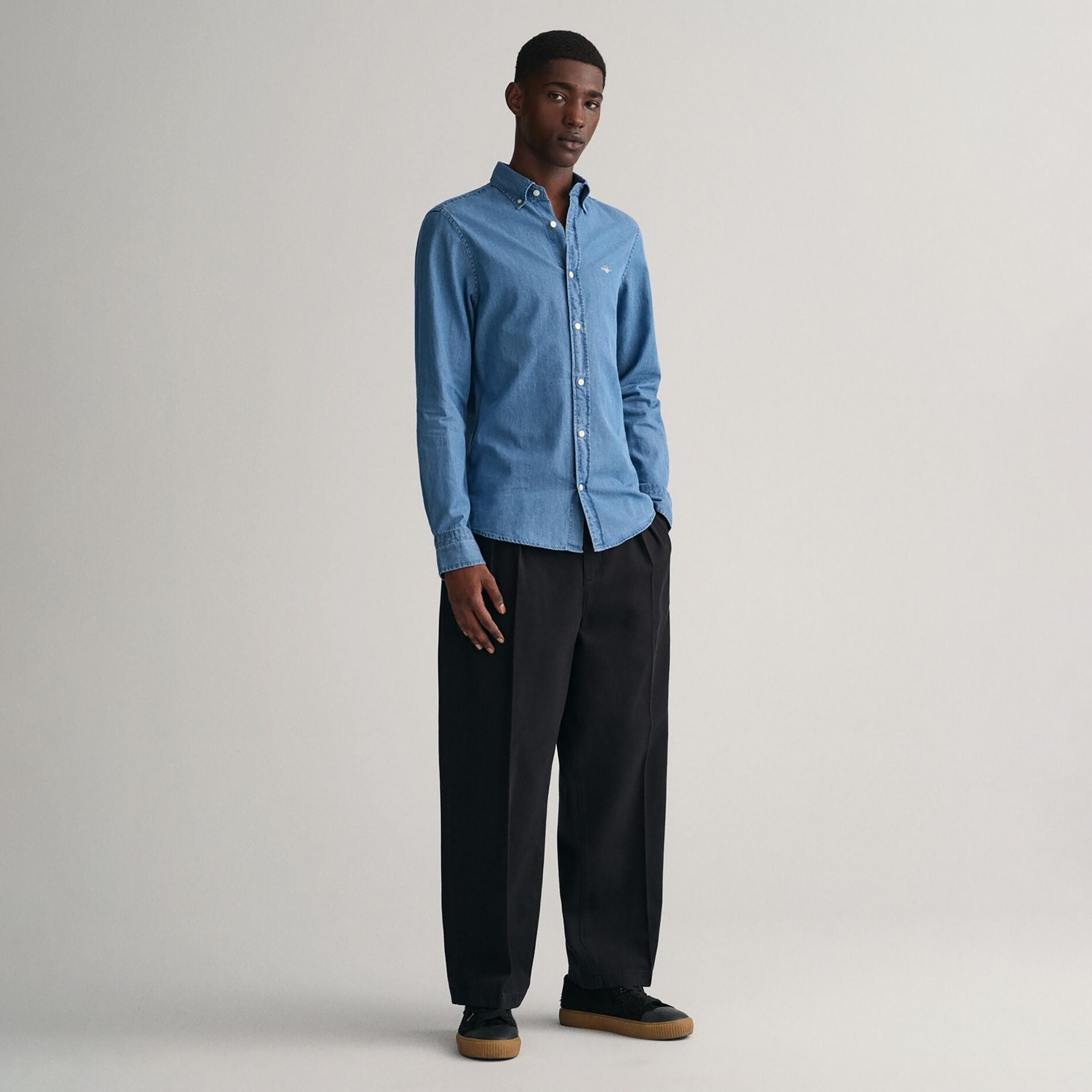 Gant Slim Fit Plain Button Down Collar Long Sleeves Men's Shirt-men-clothing-shirts-image-3