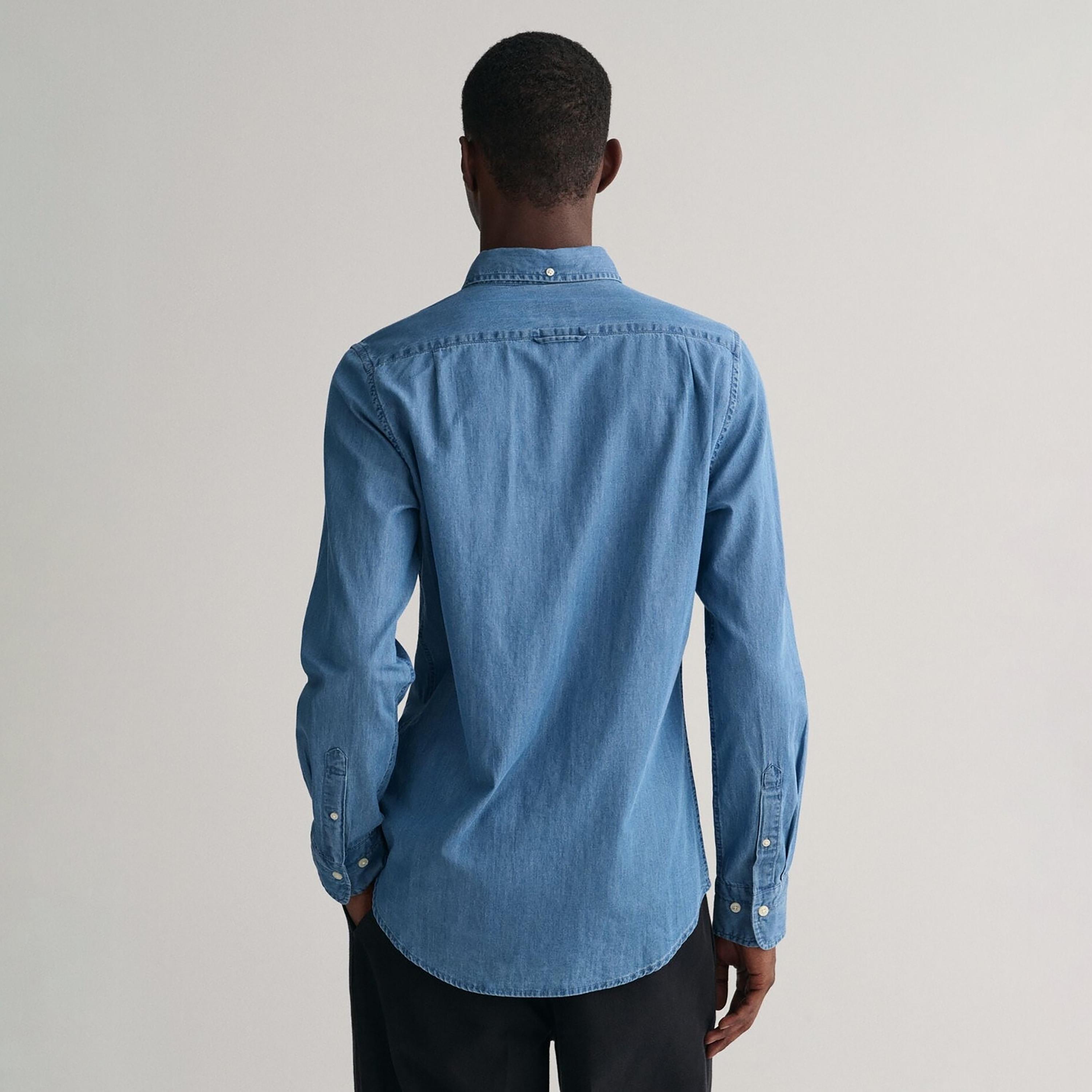 Gant Slim Fit Plain Button Down Collar Long Sleeves Men's Shirt-men-clothing-shirts-image-4