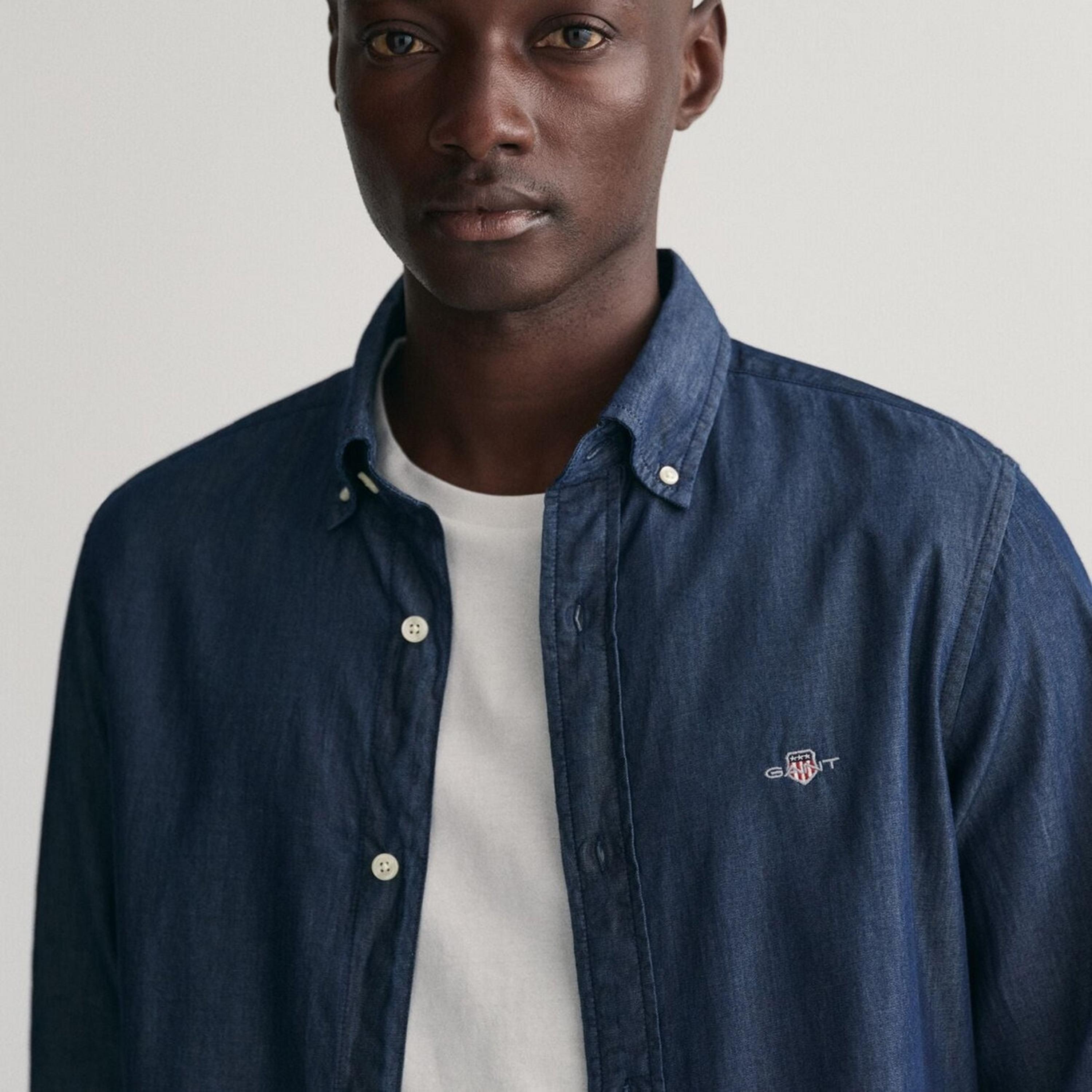 Gant Slim Fit Plain Button Down Collar Long Sleeves Men's Shirt-men-clothing-shirts-image-2