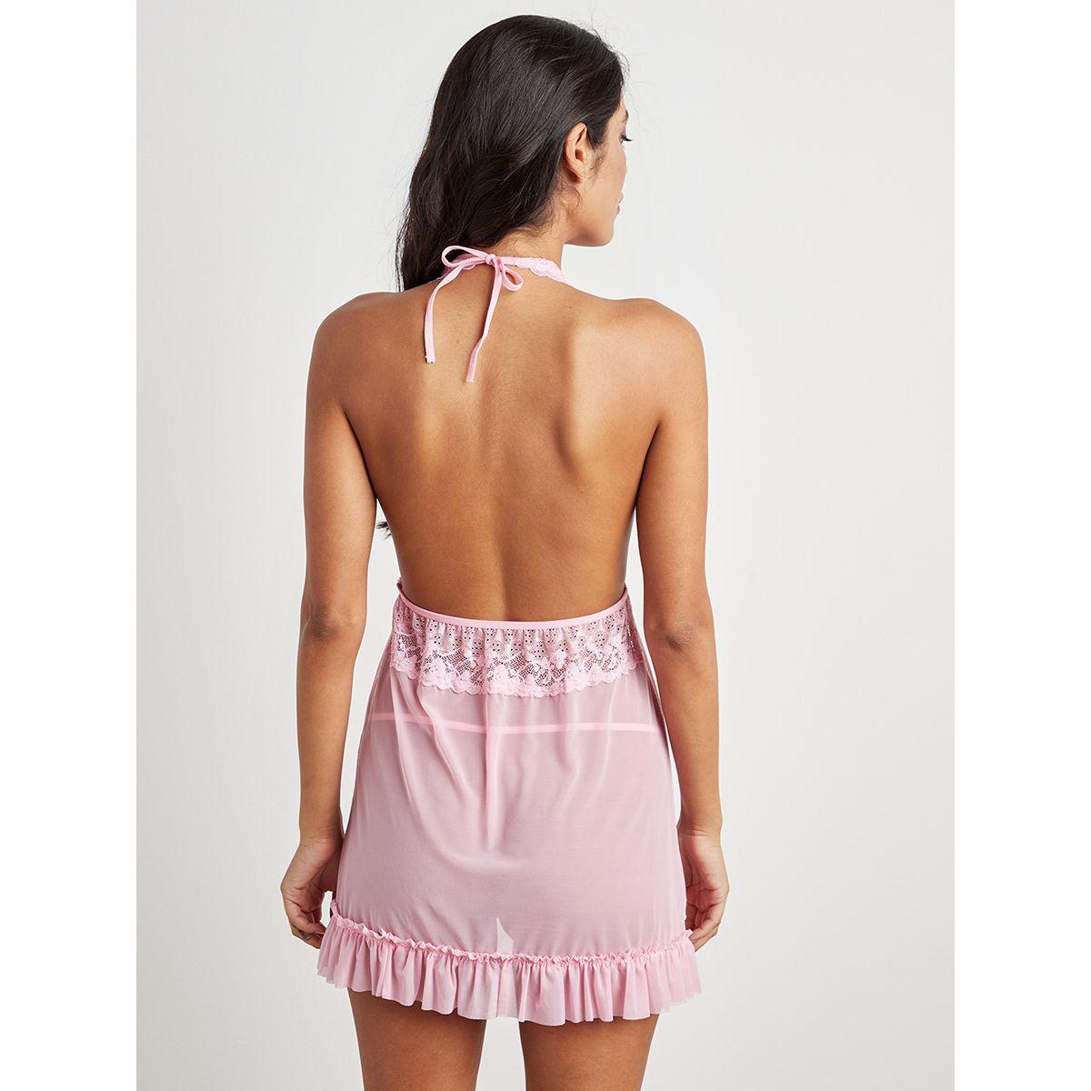 Styli Lace Detail Babydoll with Thongs-women-clothing-lingerie-babydollsandbodysuits-image-4