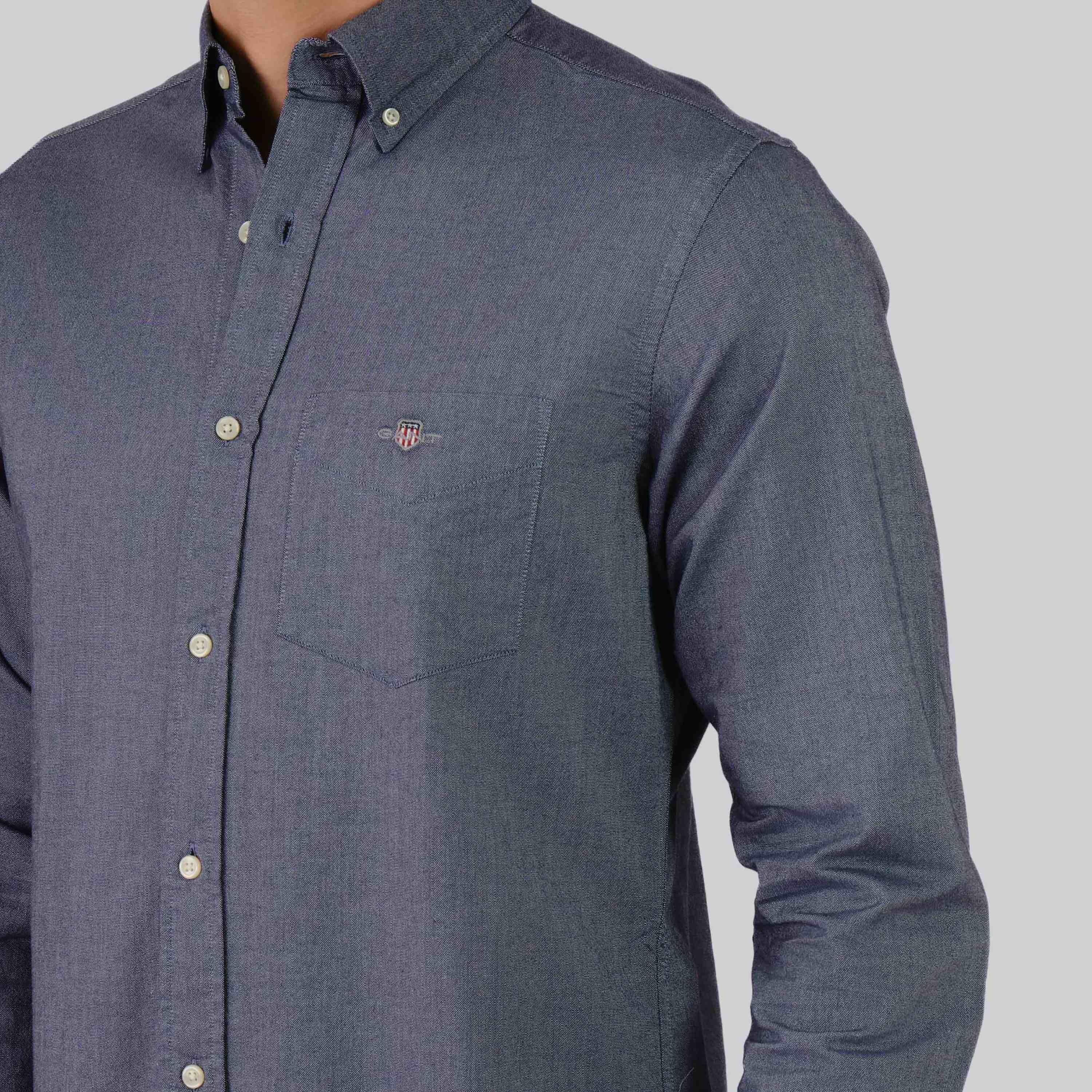 قميص الرجال بأكمام طويلة من نوع Gant العادي العادي بياقة طويلة وأكمام طويلة-men-clothing-shirts-image-2