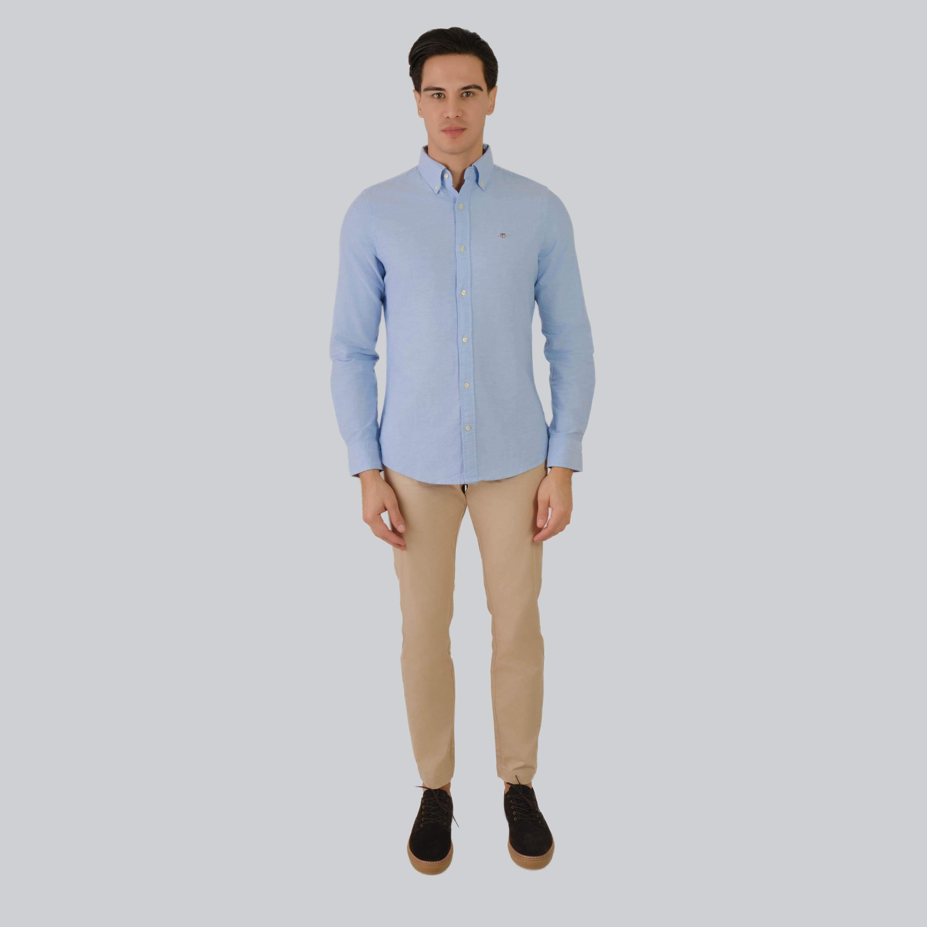 Gant Slim Fit Plain Button-Down Collar Long Sleeves Men's Shirt-men-clothing-shirts-image-8