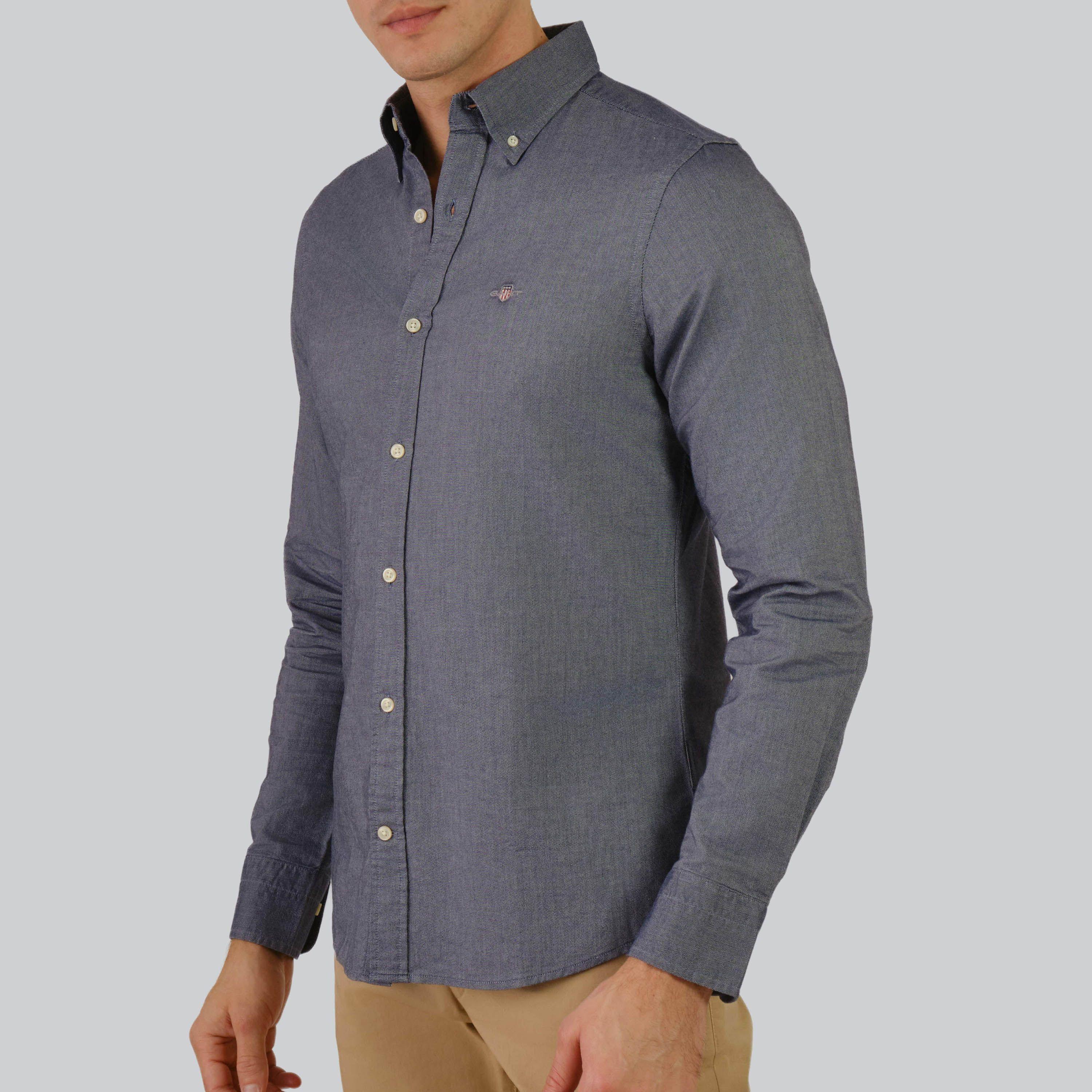 Gant Slim Fit Plain Button-Down Collar Long Sleeves Men's Shirt-men-clothing-shirts-image-4