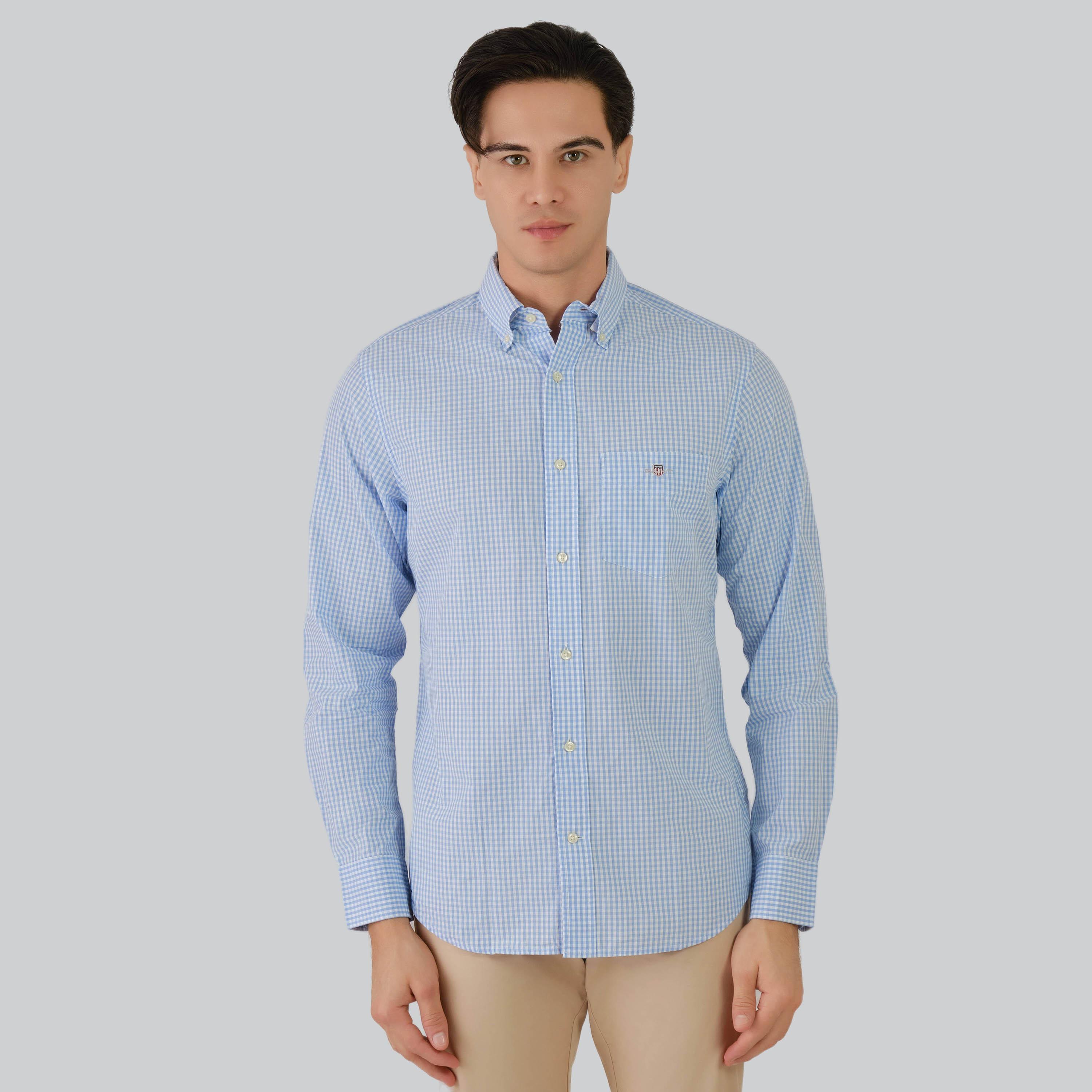 Gant Regular Fit Checked Button-Down Collar Long Sleeves Men's Shirt-men-clothing-shirts-image-5