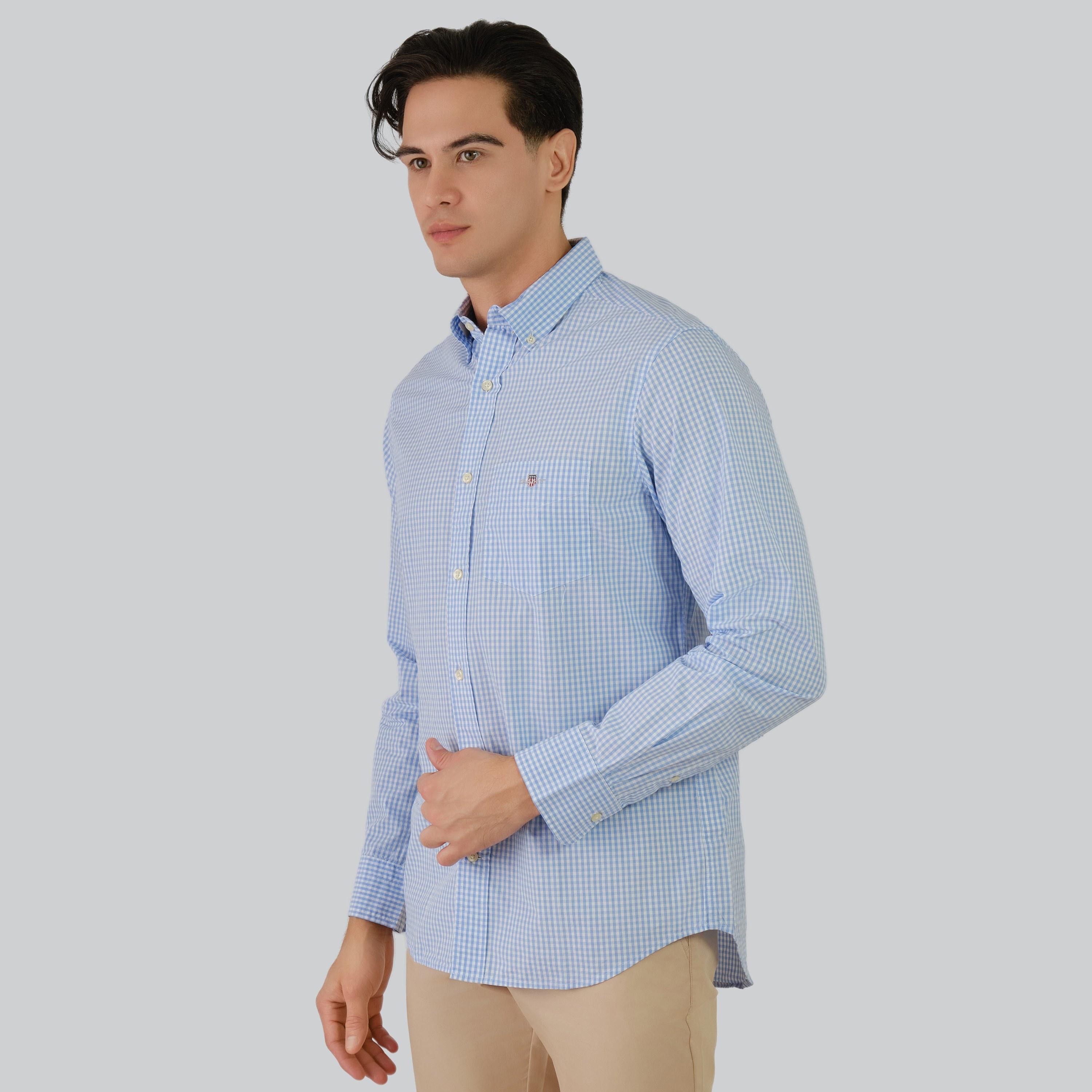 Gant Regular Fit Checked Button-Down Collar Long Sleeves Men's Shirt-men-clothing-shirts-image-8