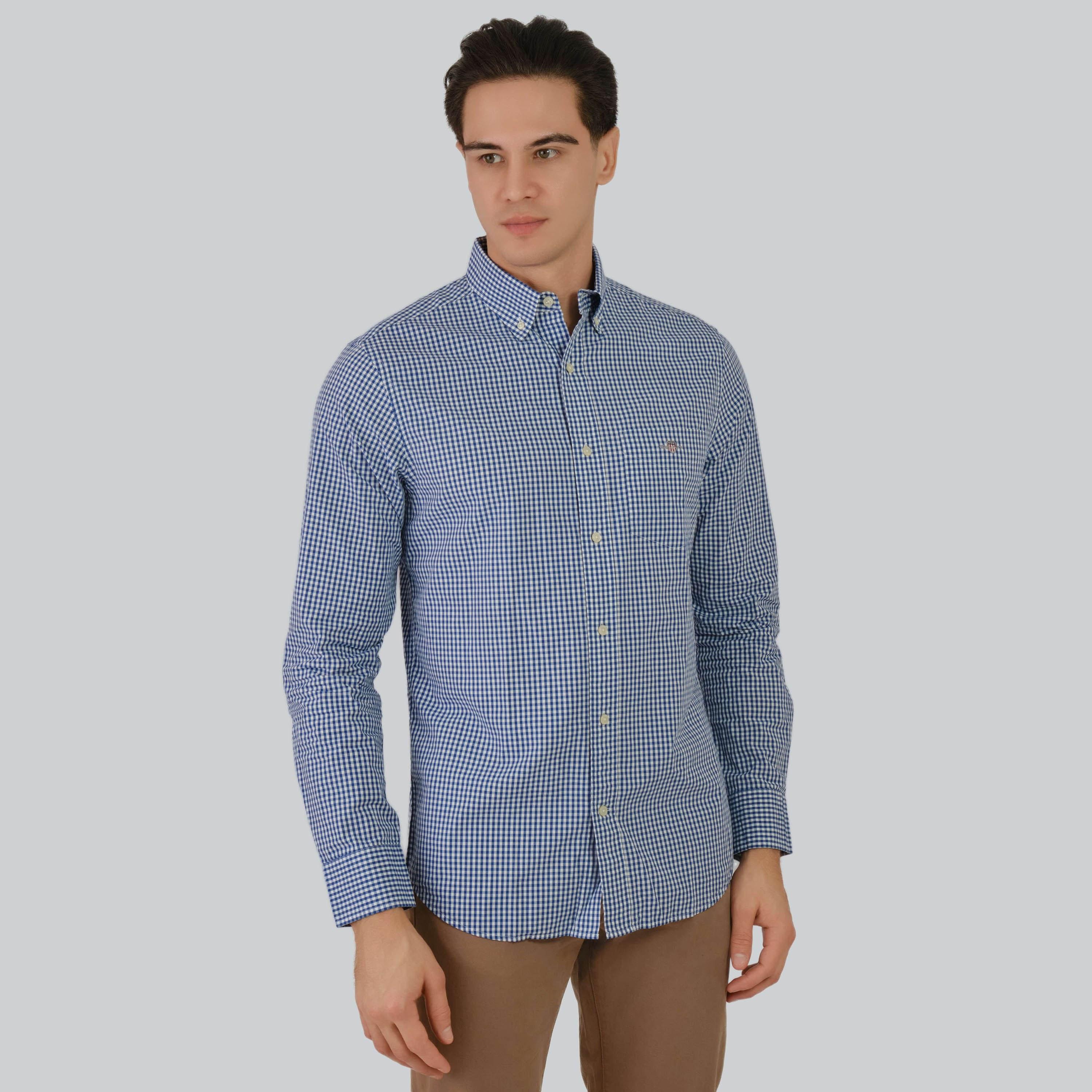 Gant Regular Fit Checked Button-Down Collar Long Sleeves Men's Shirt-men-clothing-shirts-image-1