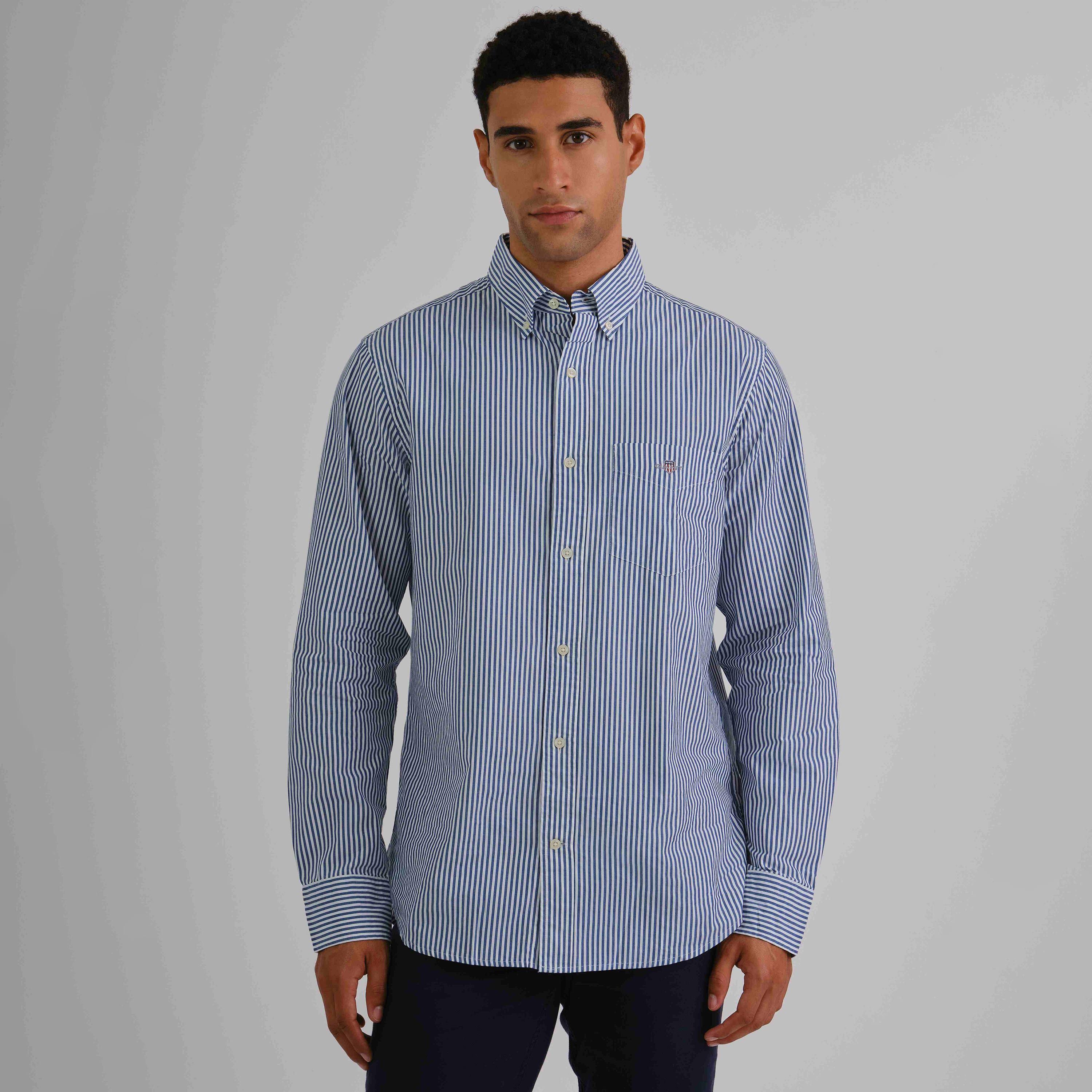 Gant Regular Fit Striped Button-Down Collar Long Sleeves Men's Shirt-men-clothing-shirts-image-1