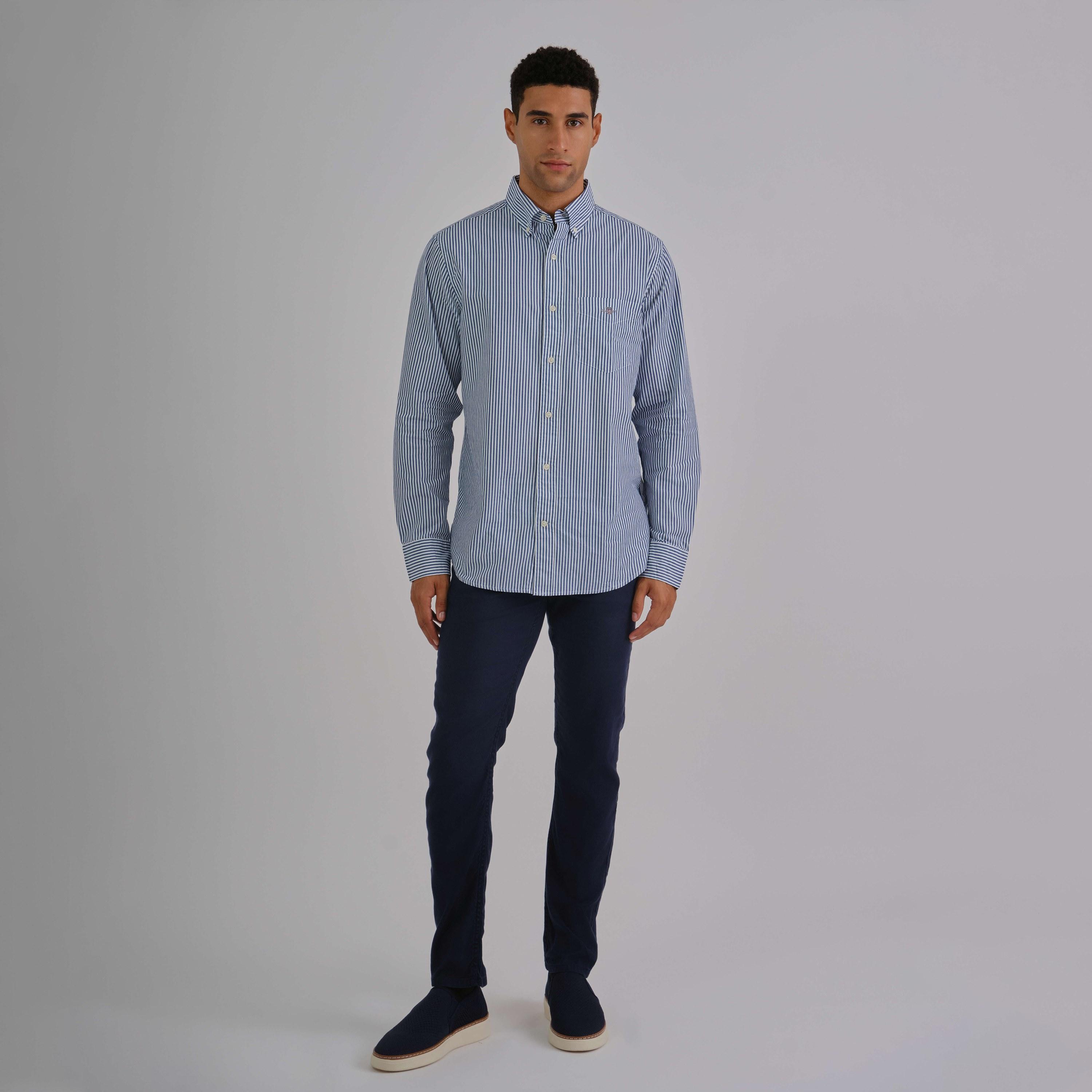 Gant Regular Fit Striped Button-Down Collar Long Sleeves Men's Shirt-men-clothing-shirts-image-2