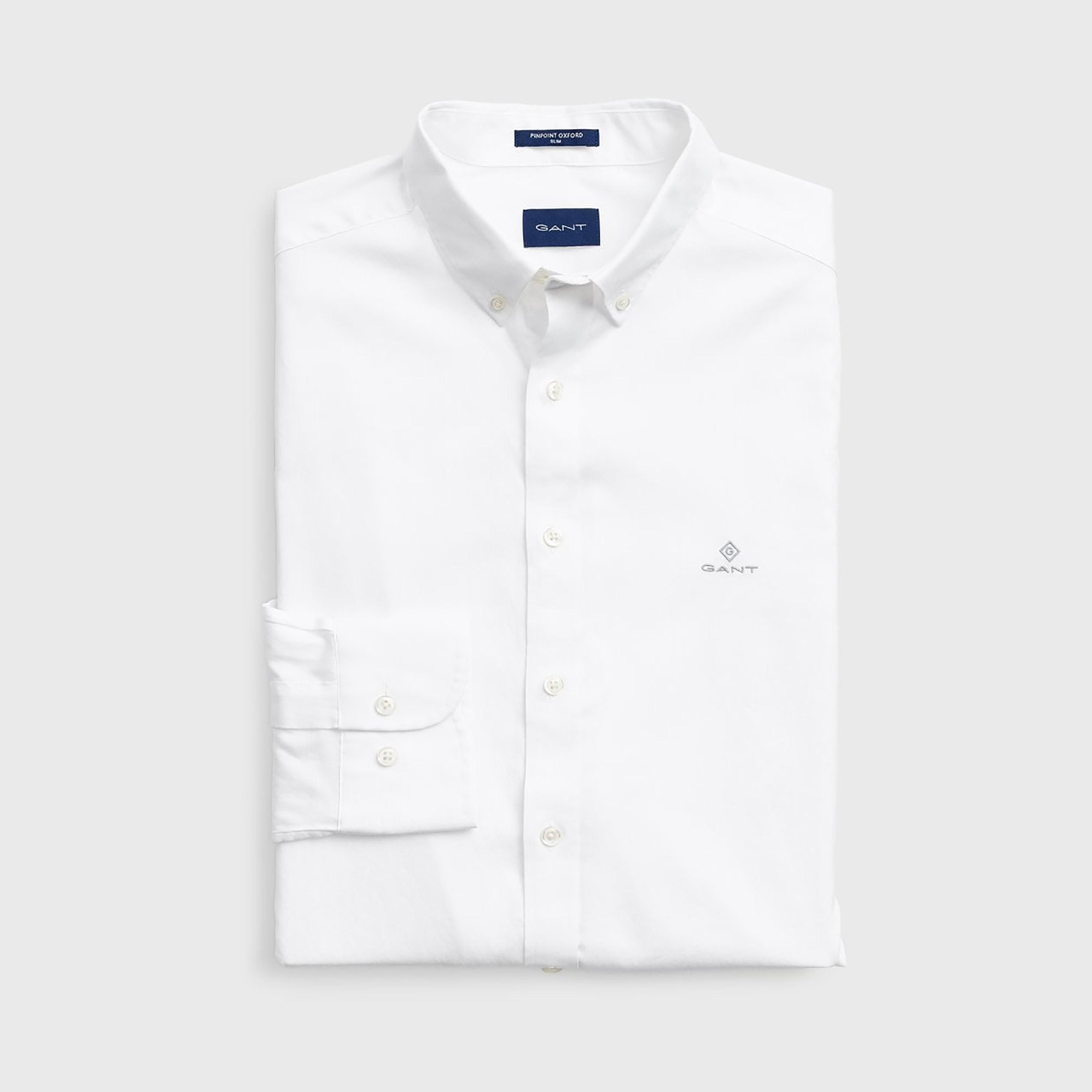 Gant Slim Fit Plain Button-Down Collar Long Sleeves Men's Shirt-men-clothing-shirts-image-2