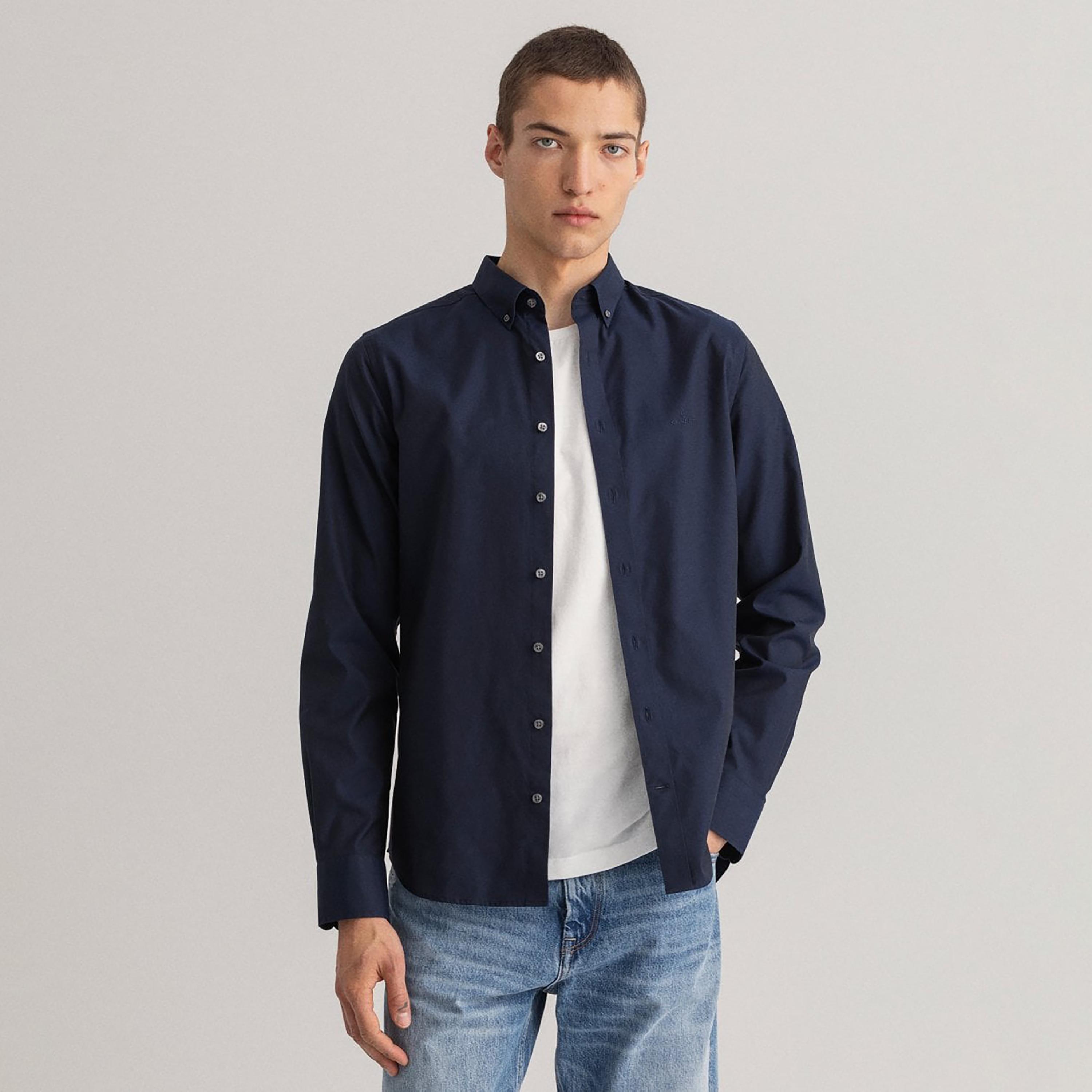 Gant Logo Detail Button Down Collar Long Sleeves Shirt-men-clothing-shirts-image-1
