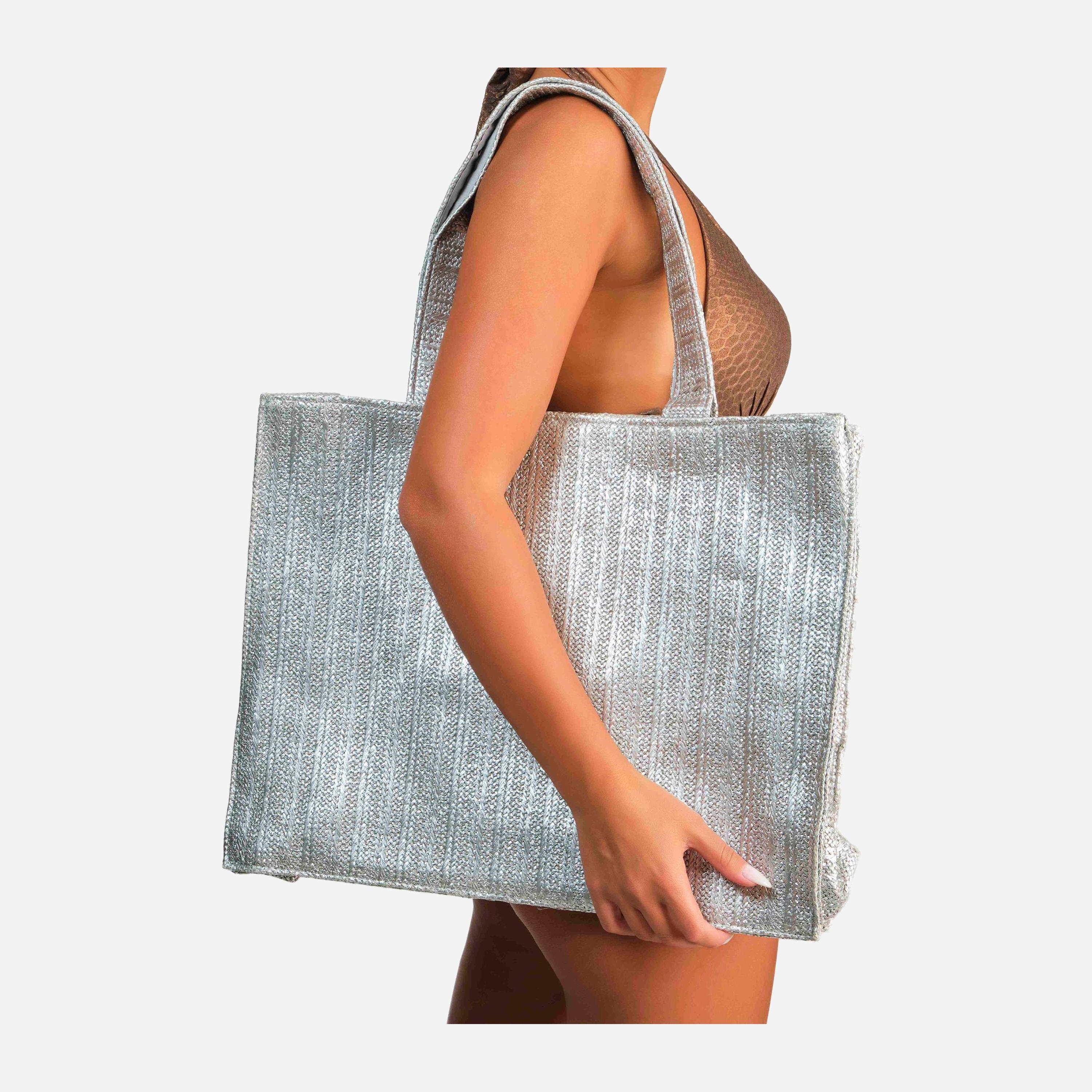 Isla & Evie Metallic Woven Tote Bag-women-bagsandwallets-handbags-image-1