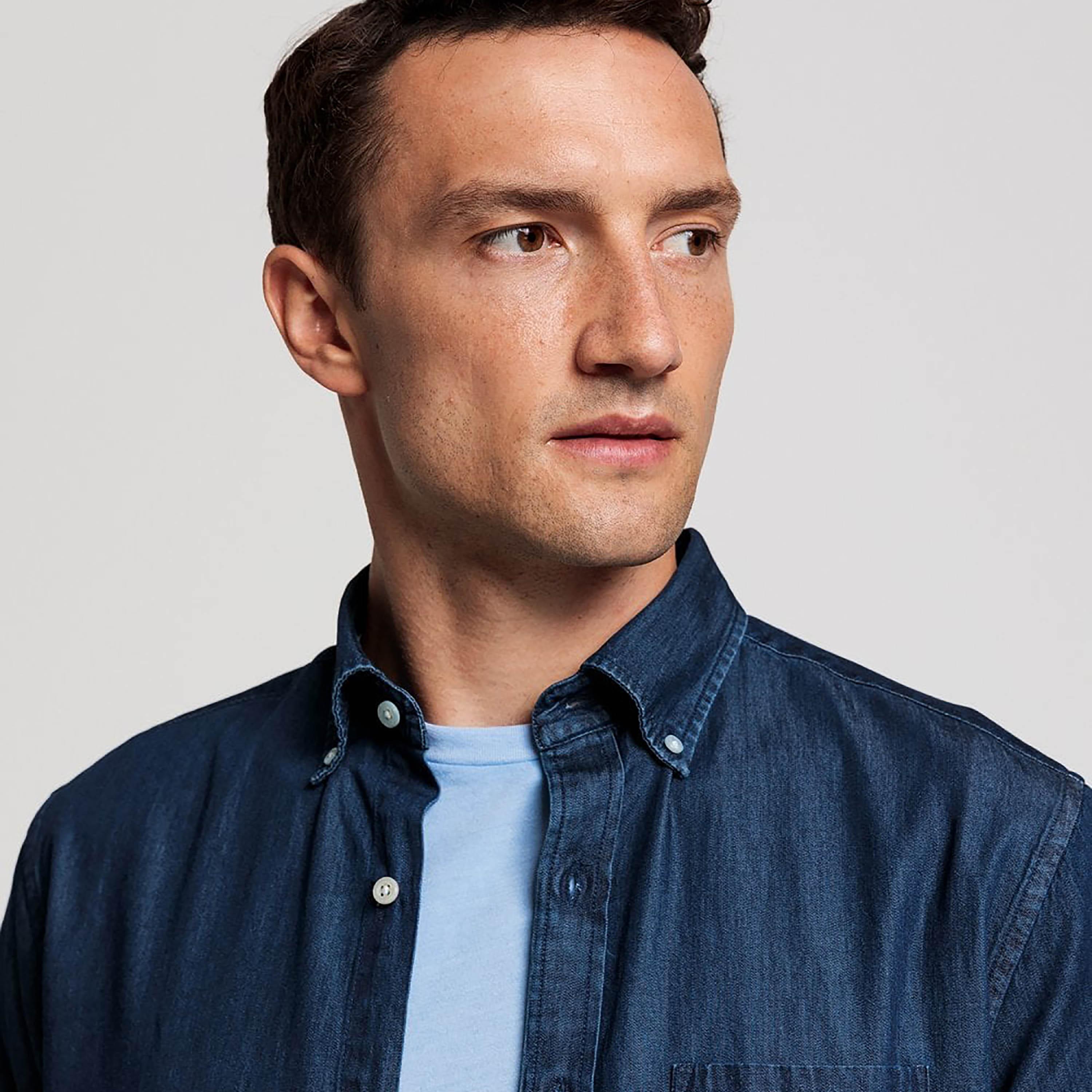 Gant Regular Fit Plain Button-Down Collar Long Sleeves Men's Shirt-men-clothing-shirts-image-2
