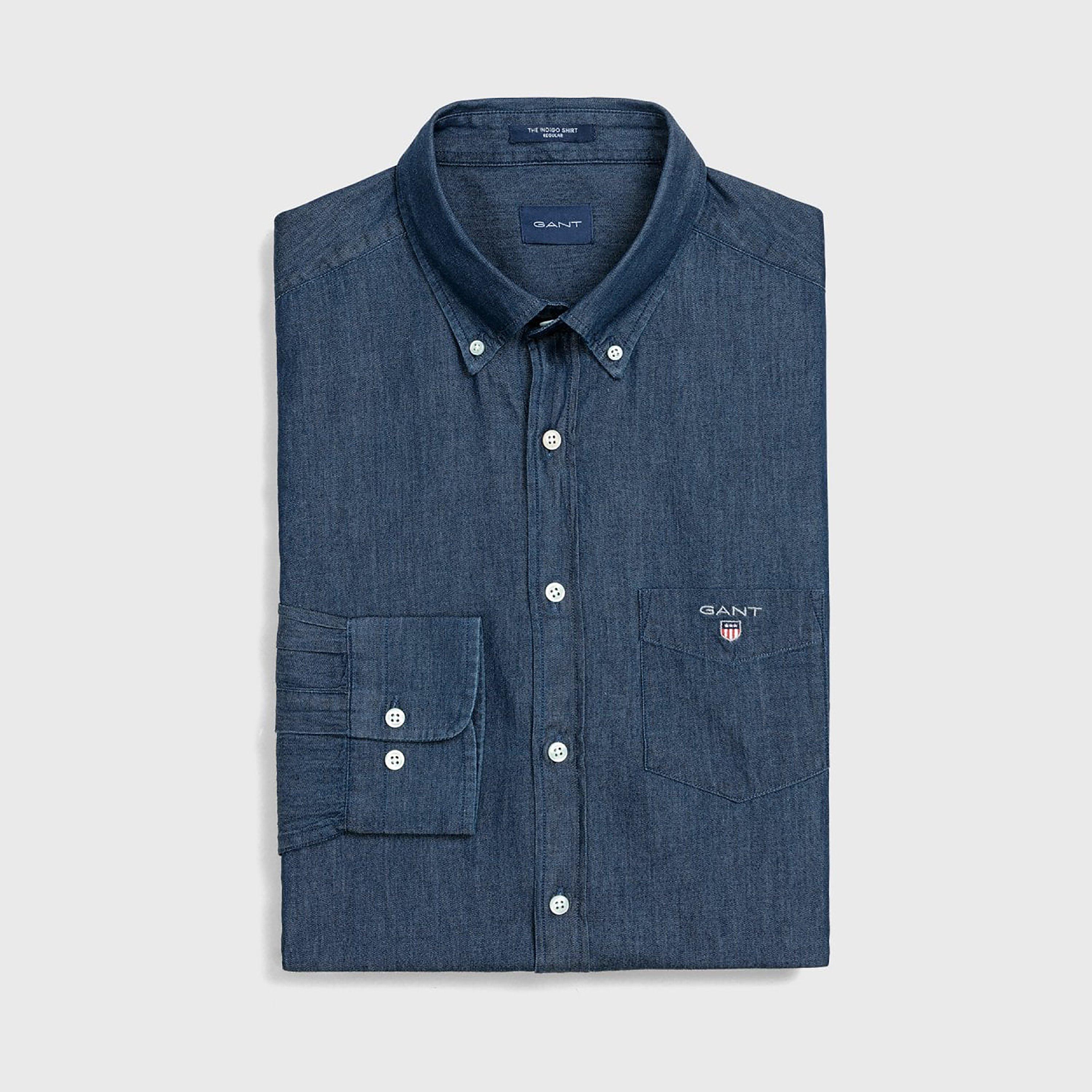 Gant Regular Fit Plain Button-Down Collar Long Sleeves Men's Shirt-men-clothing-shirts-image-5