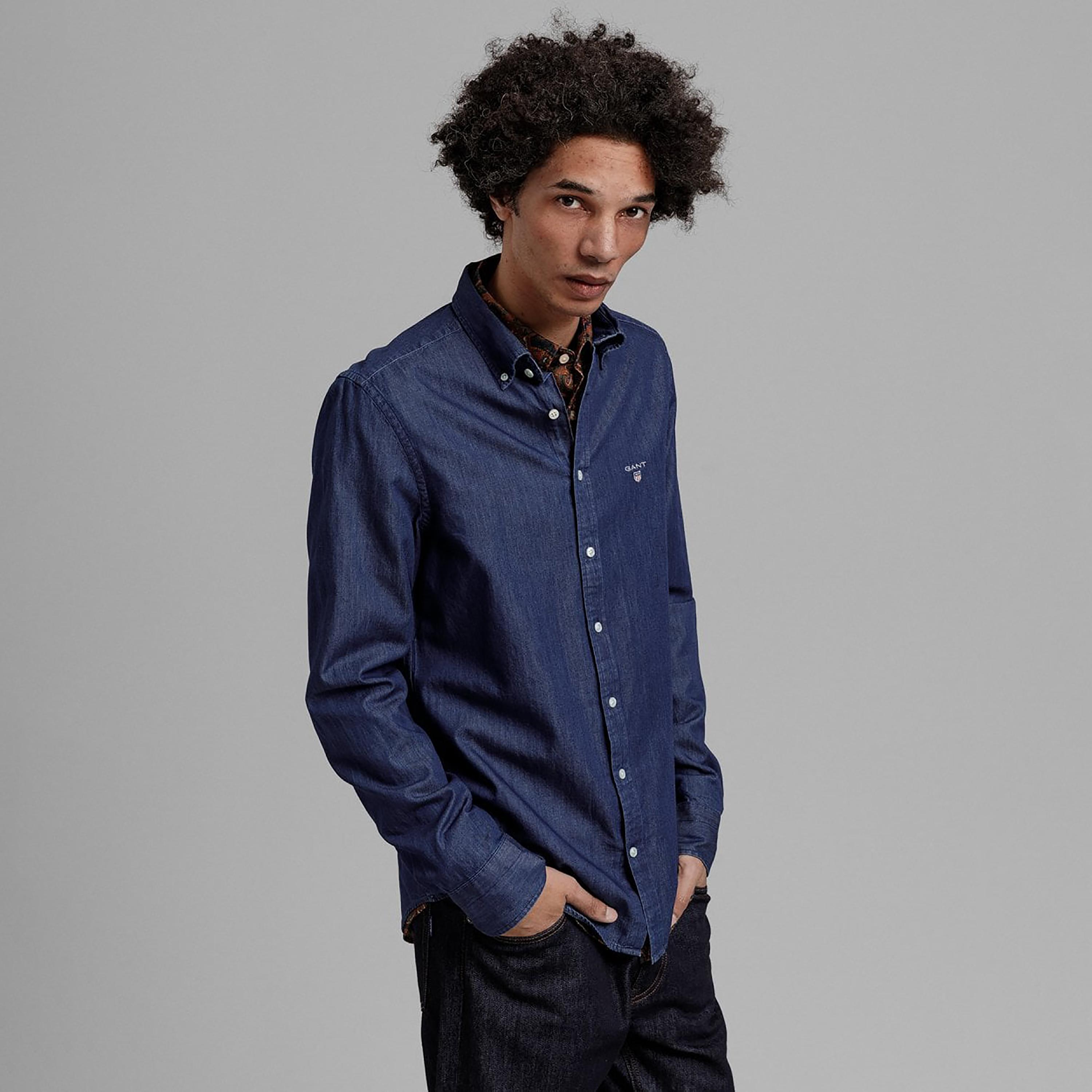 قميص رجالي بقصة ضيقة بياقة وأزرار وأكمام طويلة من جانت-men-clothing-shirts-image-1