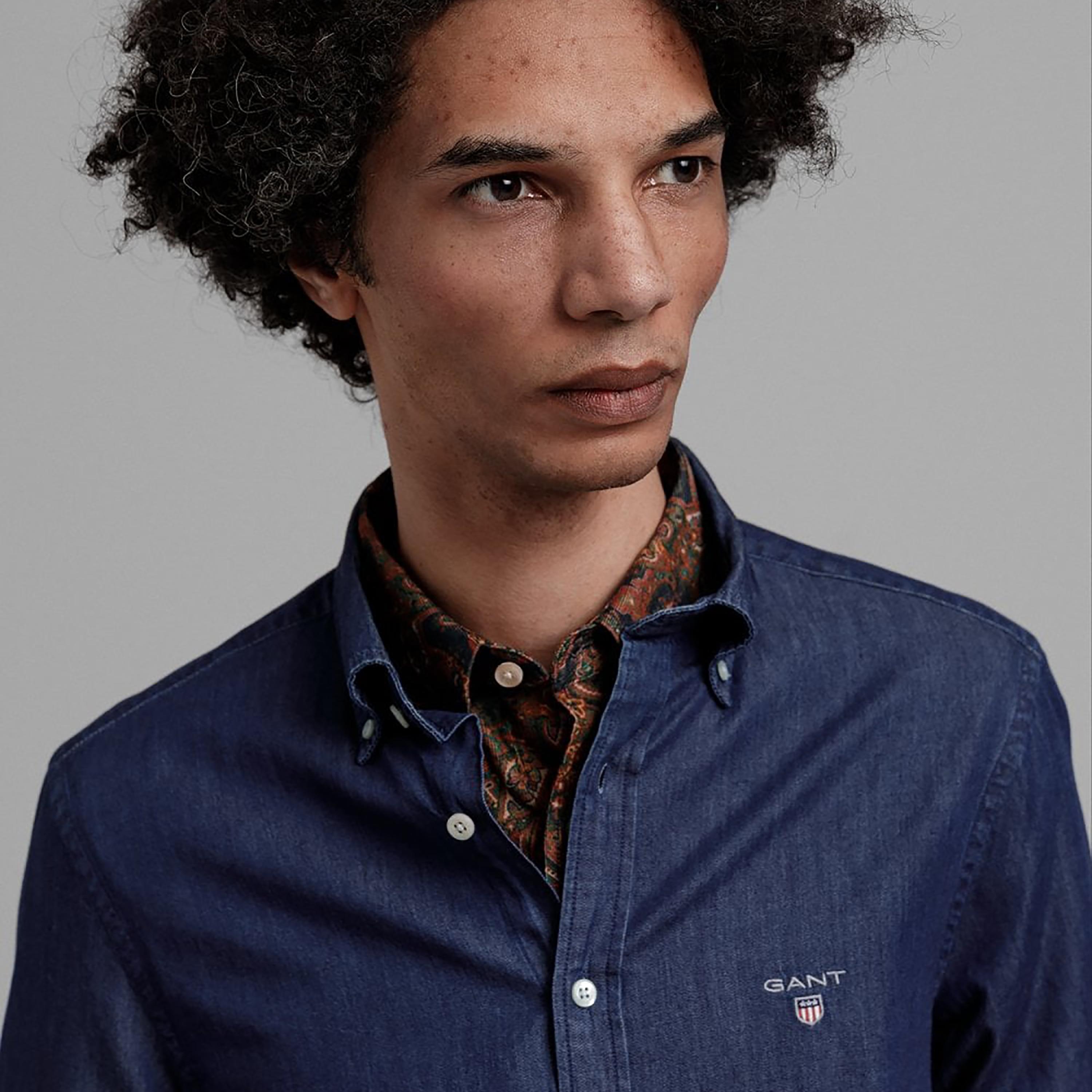 قميص رجالي بقصة ضيقة بياقة وأزرار وأكمام طويلة من جانت-men-clothing-shirts-image-2