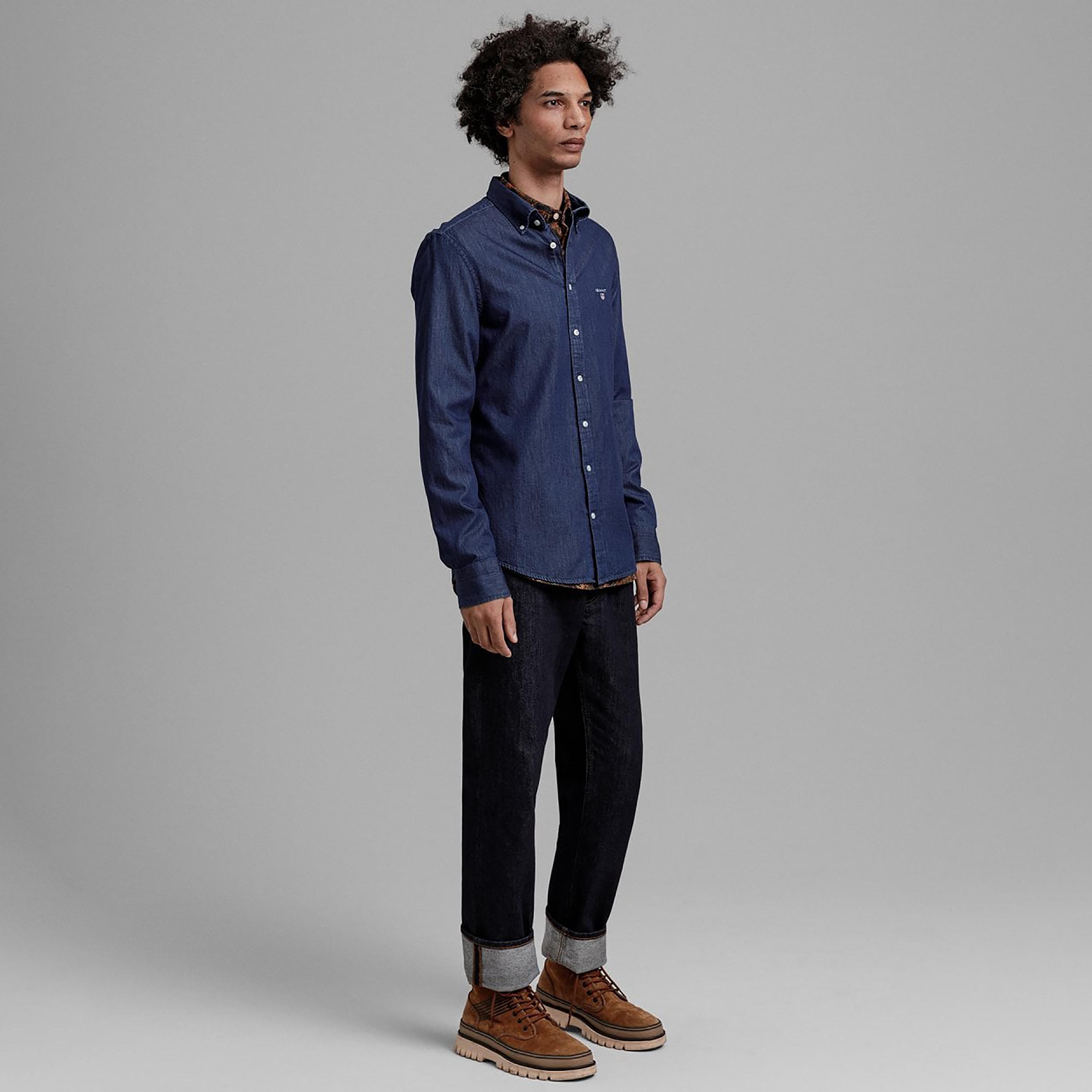 قميص رجالي بقصة ضيقة بياقة وأزرار وأكمام طويلة من جانت-men-clothing-shirts-image-3