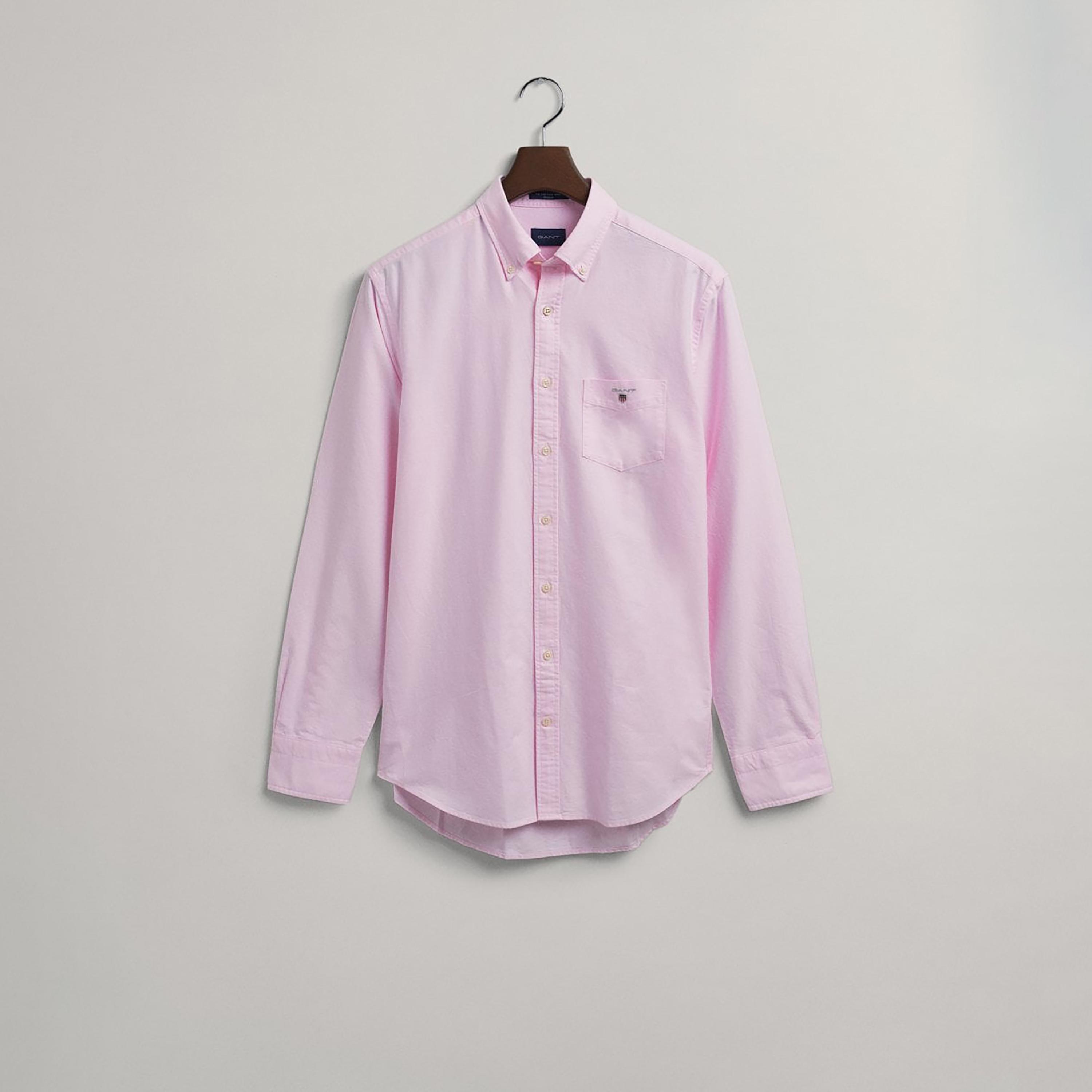 قميص من جانت لوجو التفاصيل مزين بأزرار سفلية وأكمام طويلة وجيب رقعة-men-clothing-shirts-image-1