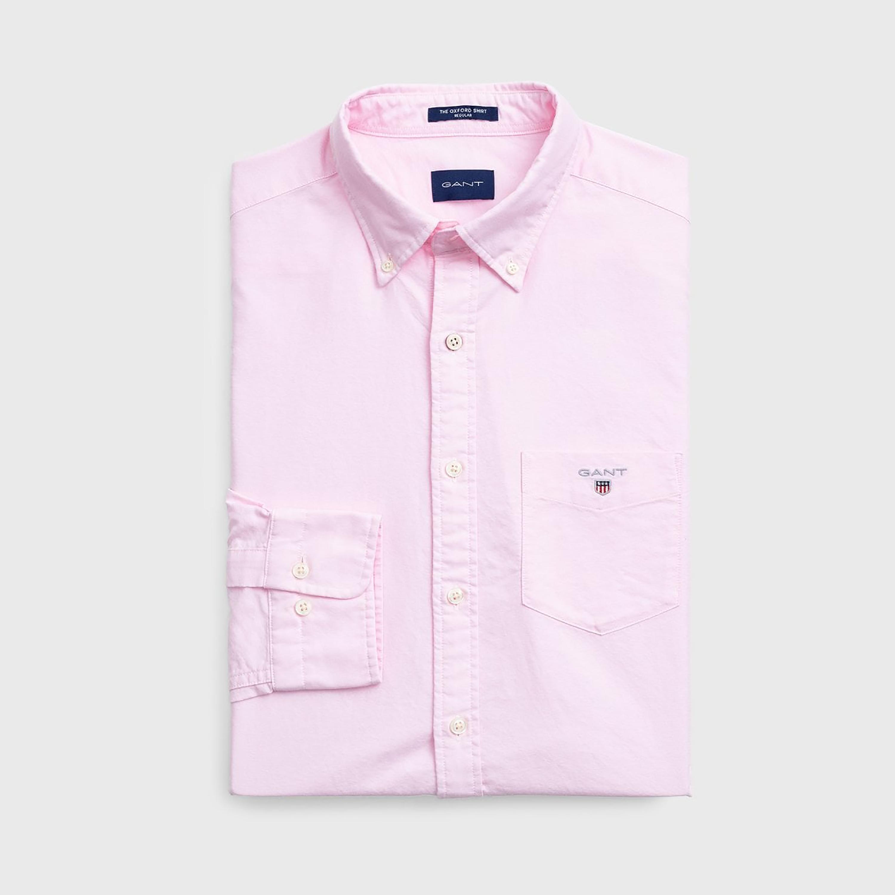 قميص من جانت لوجو التفاصيل مزين بأزرار سفلية وأكمام طويلة وجيب رقعة-men-clothing-shirts-image-4
