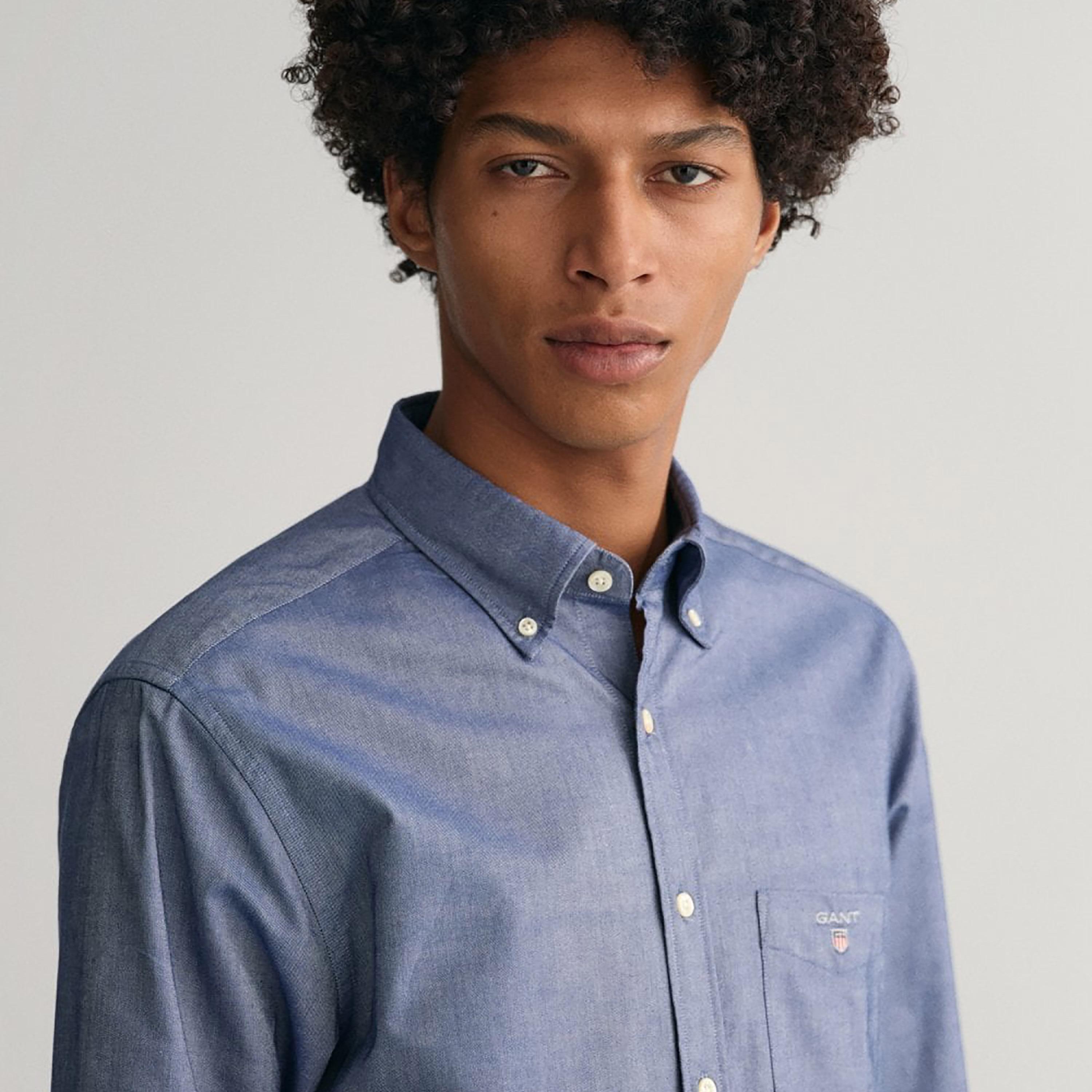 Gant Logo Detail Button Down Collar Long Sleeves Shirt with Patch Pocket-men-clothing-shirts-image-2