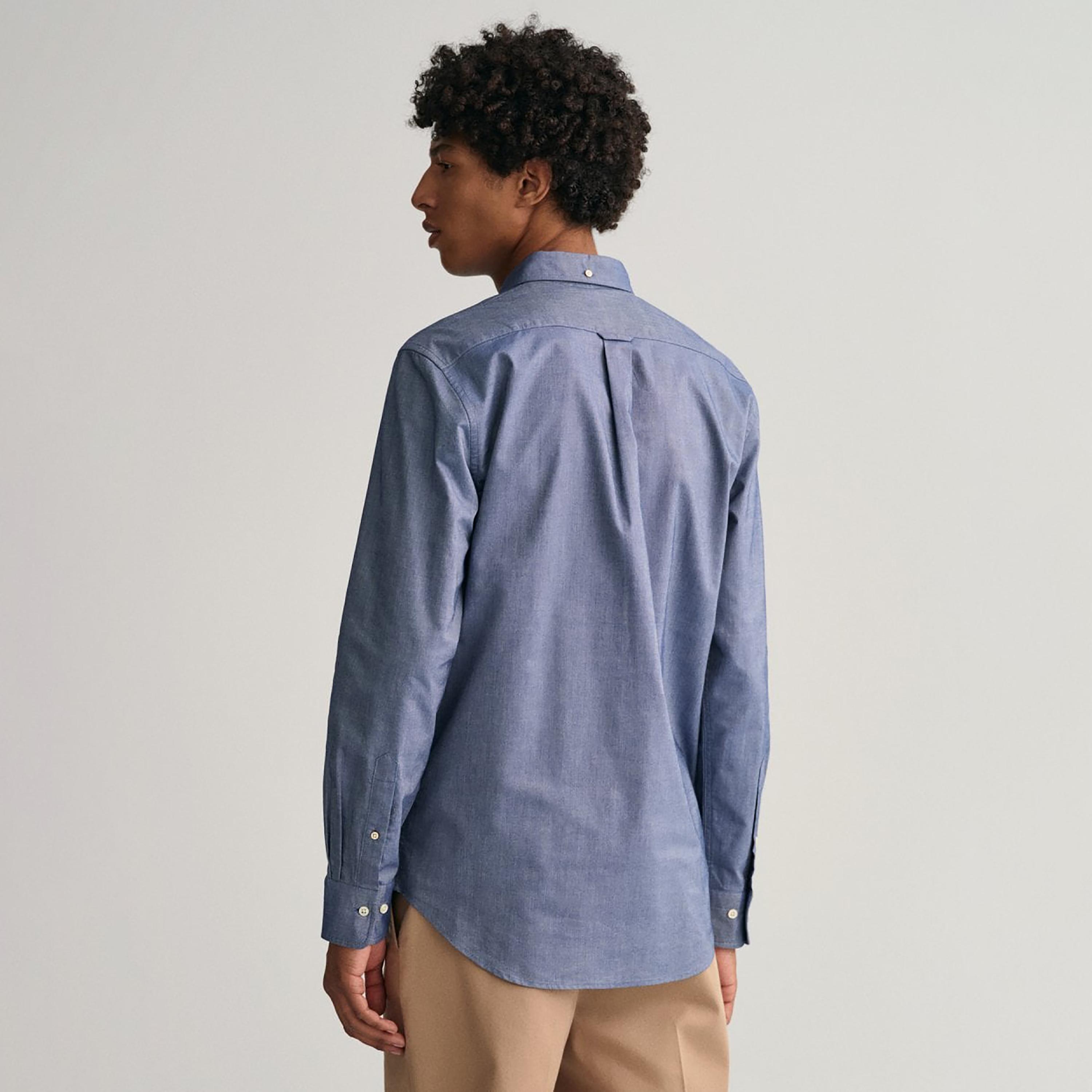 Gant Logo Detail Button Down Collar Long Sleeves Shirt with Patch Pocket-men-clothing-shirts-image-3