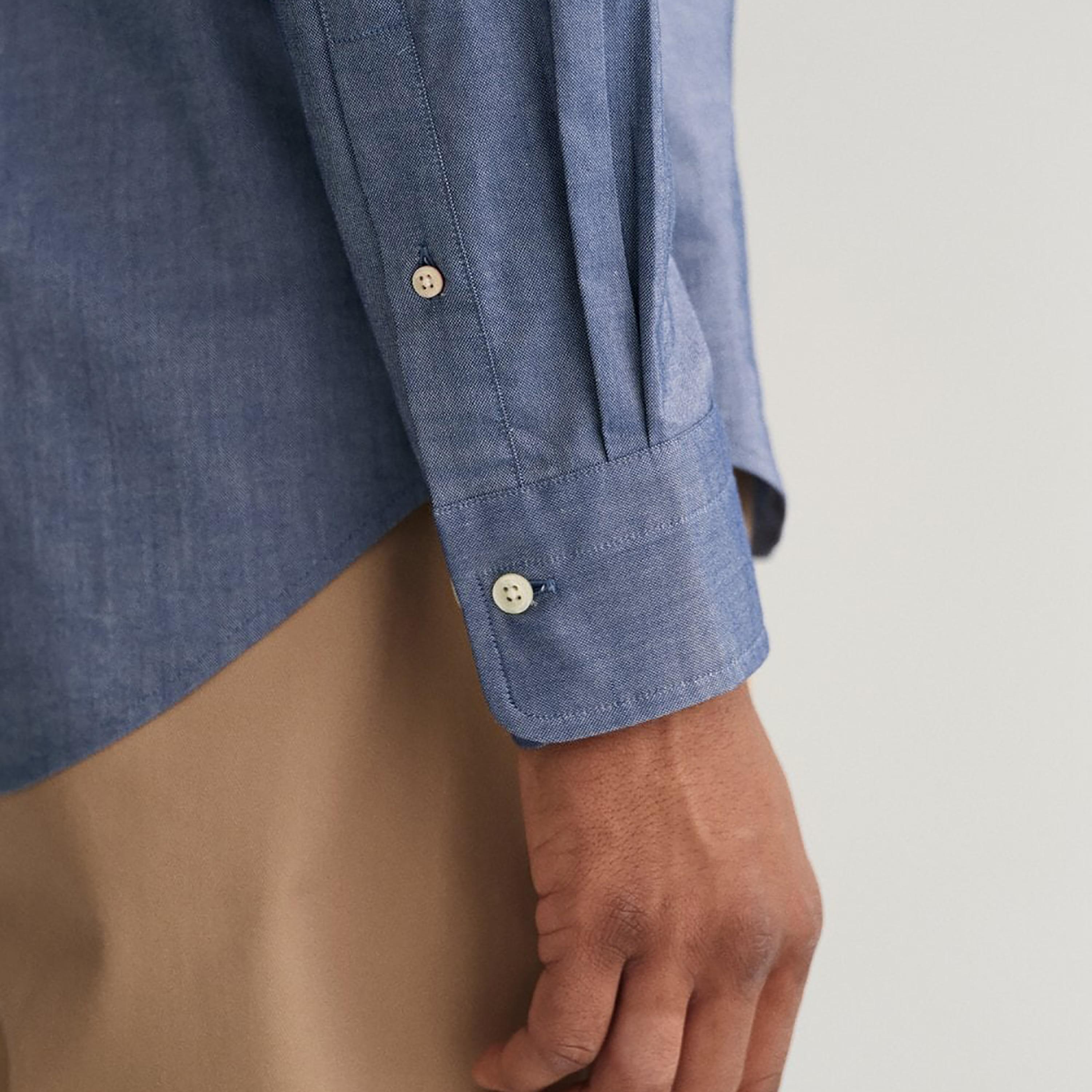 Gant Logo Detail Button Down Collar Long Sleeves Shirt with Patch Pocket-men-clothing-shirts-image-4
