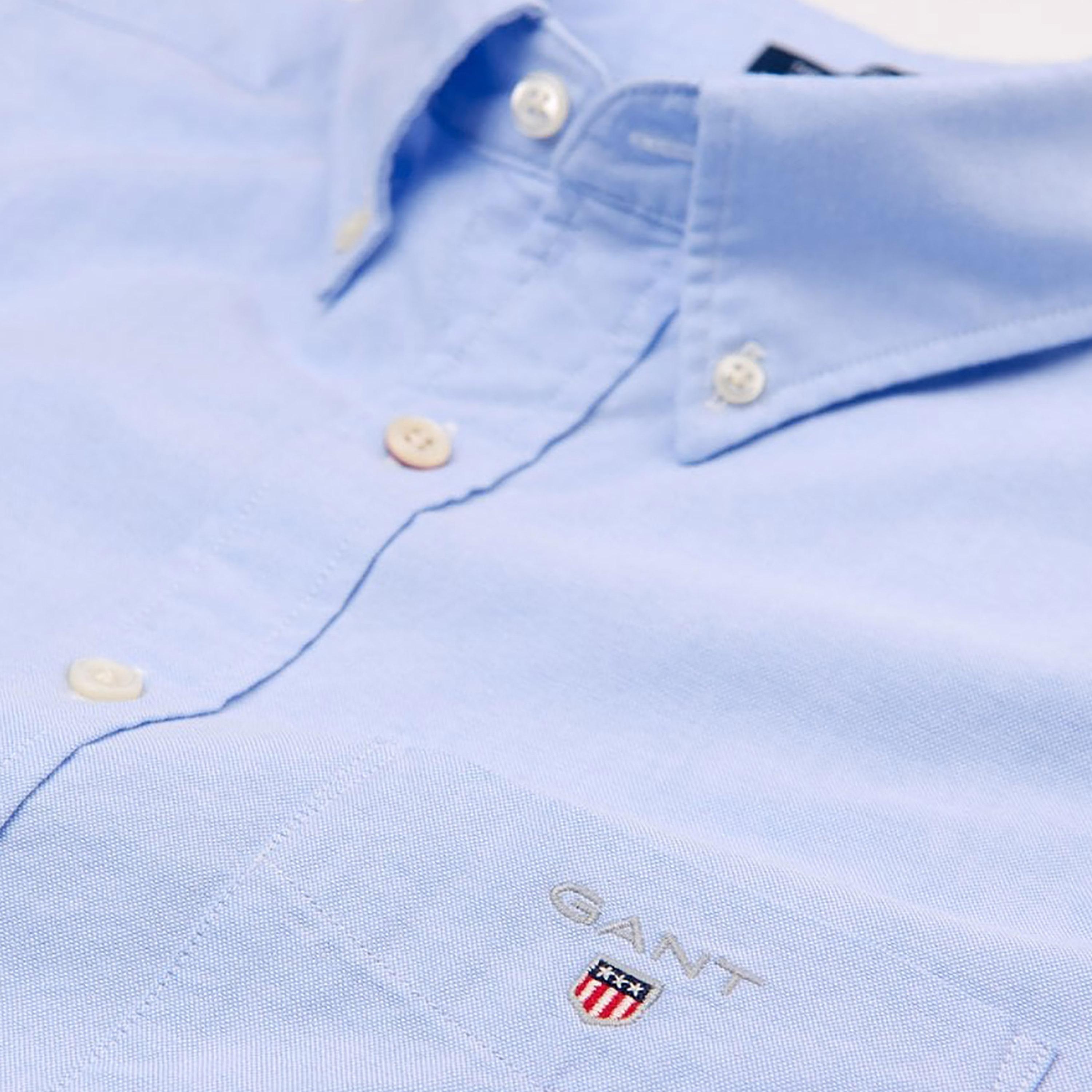 Gant Logo Detail Button Down Collar Short Sleeves Shirt with Patch Pocket-men-clothing-shirts-image-3