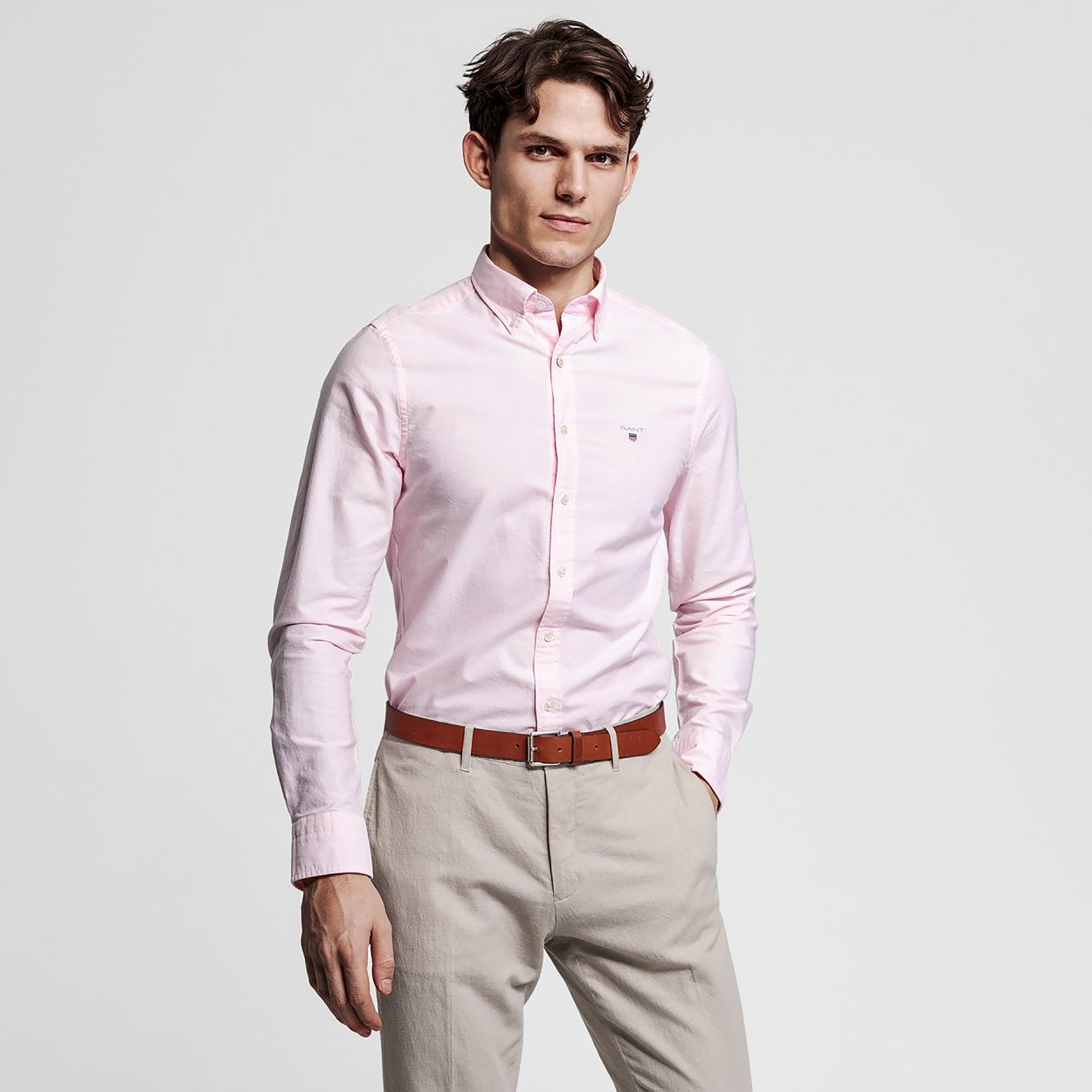قميص من جانت بأكمام قصيرة وياقة بأزرار سفلية وجيب رقعة-men-clothing-shirts-image-1