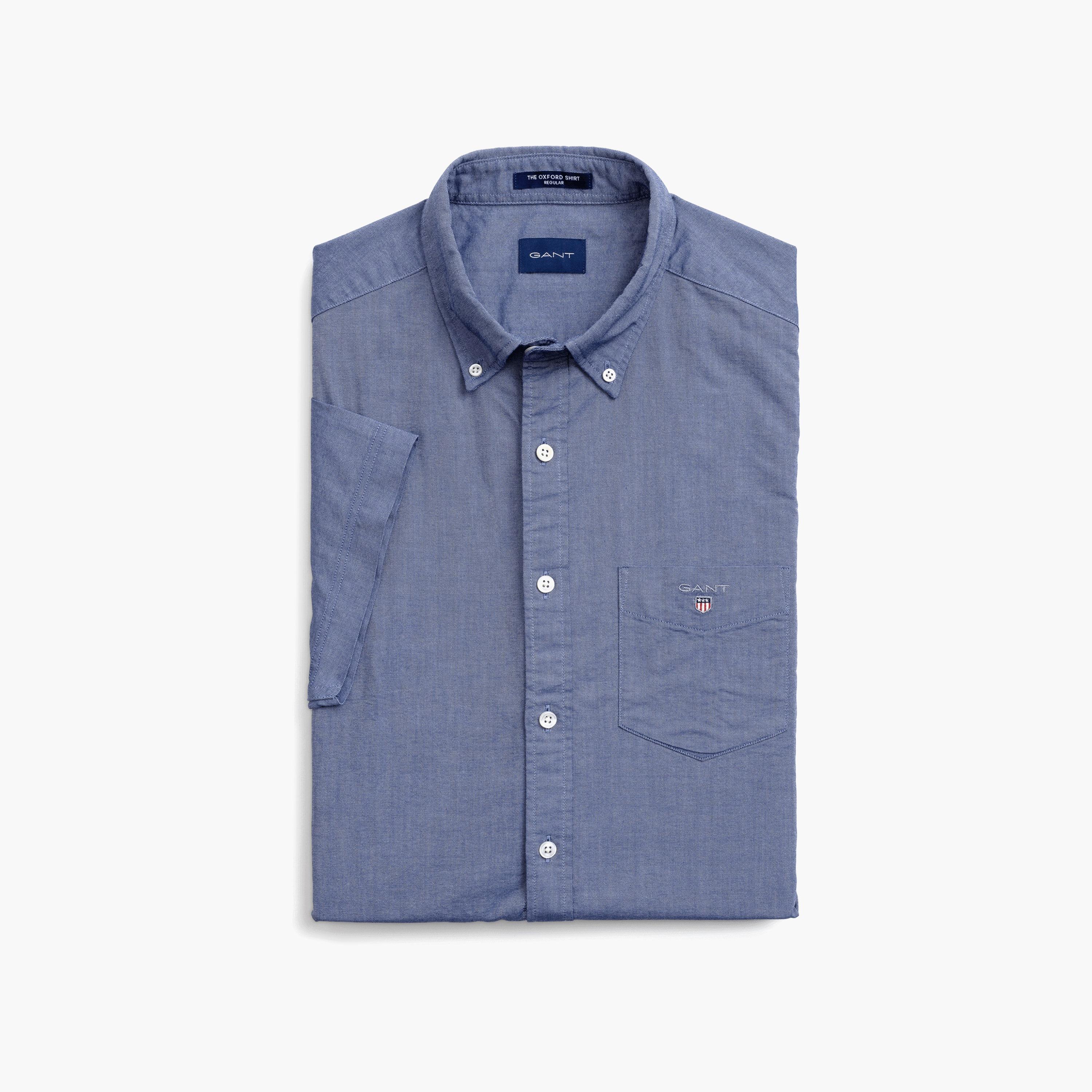 قميص من جانت بأكمام قصيرة وياقة بأزرار سفلية وجيب رقعة-men-clothing-shirts-image-3