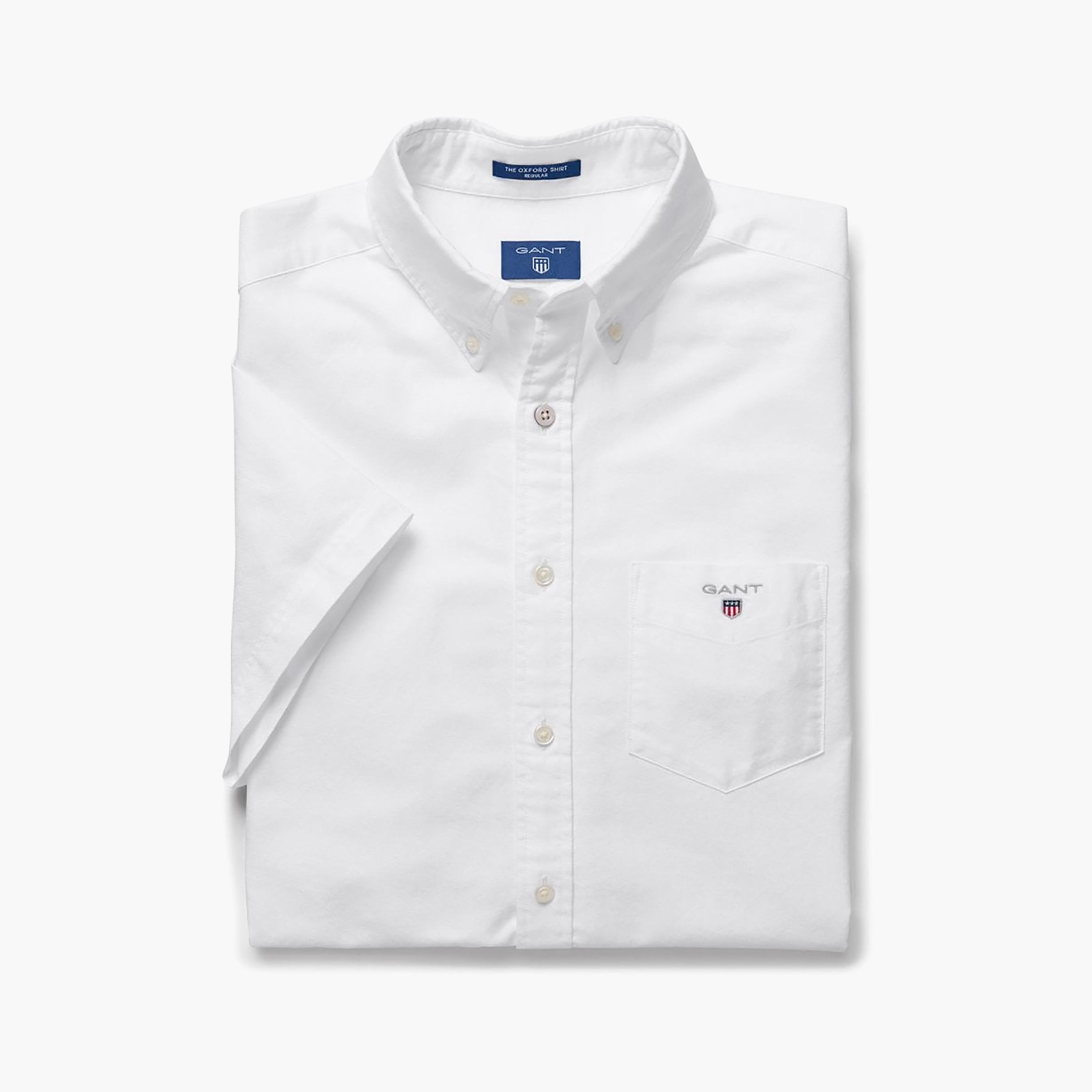 Gant Logo Detail Button Down Collar Short Sleeves Shirt with Patch Pocket-men-clothing-shirts-image-1