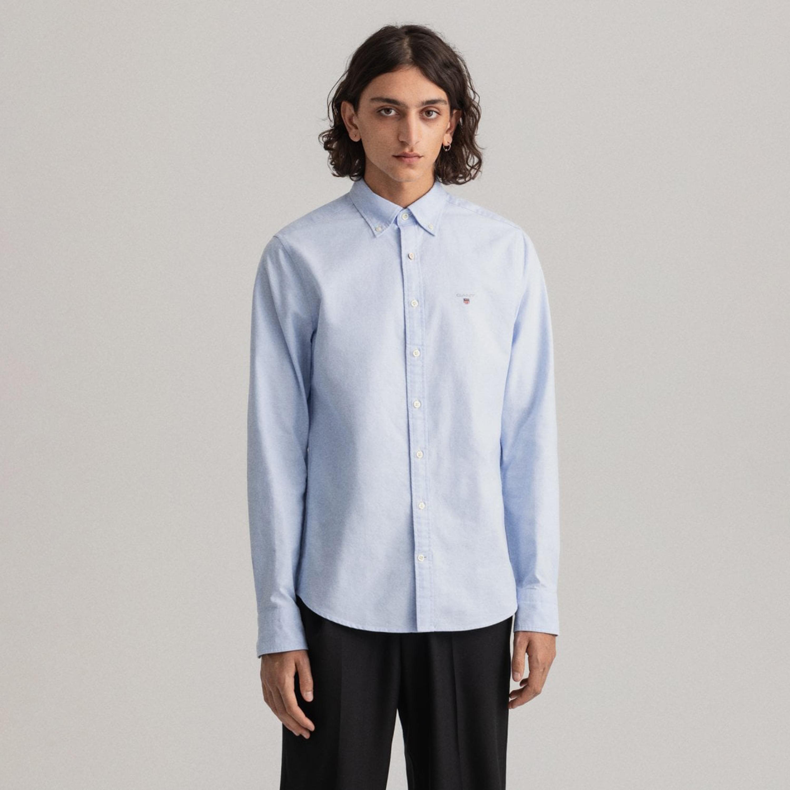 Gant Slim Fit Plain Button Down Collar Long Sleeves Shirt-men-clothing-shirts-image-1