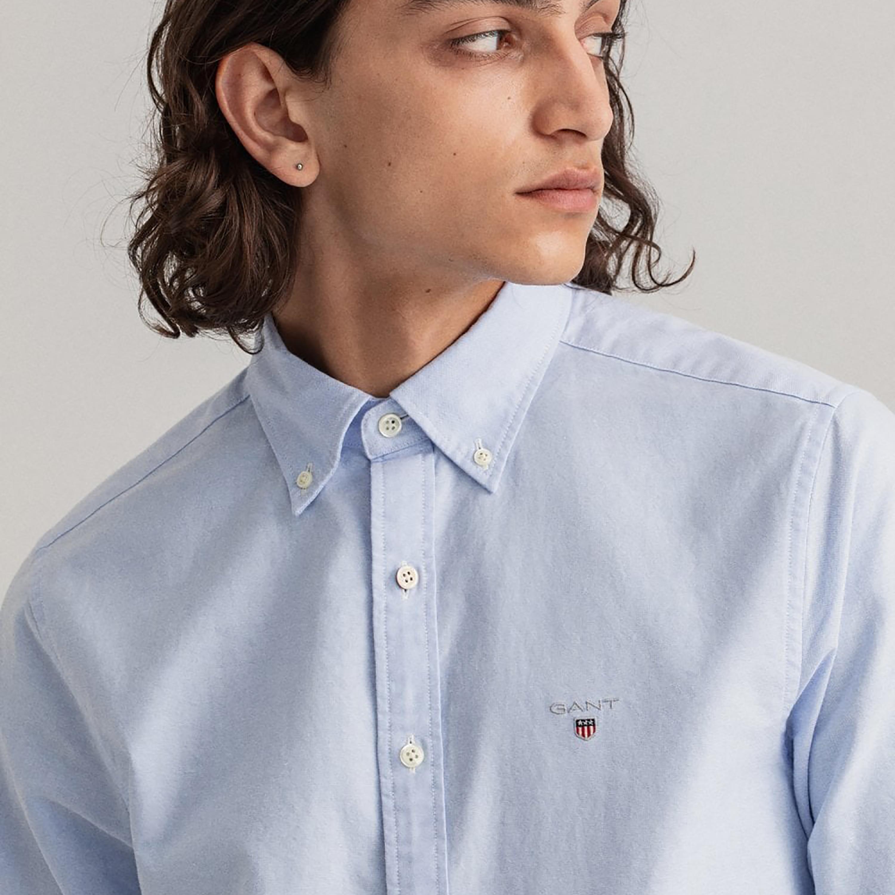 Gant Slim Fit Plain Button Down Collar Long Sleeves Shirt-men-clothing-shirts-image-2