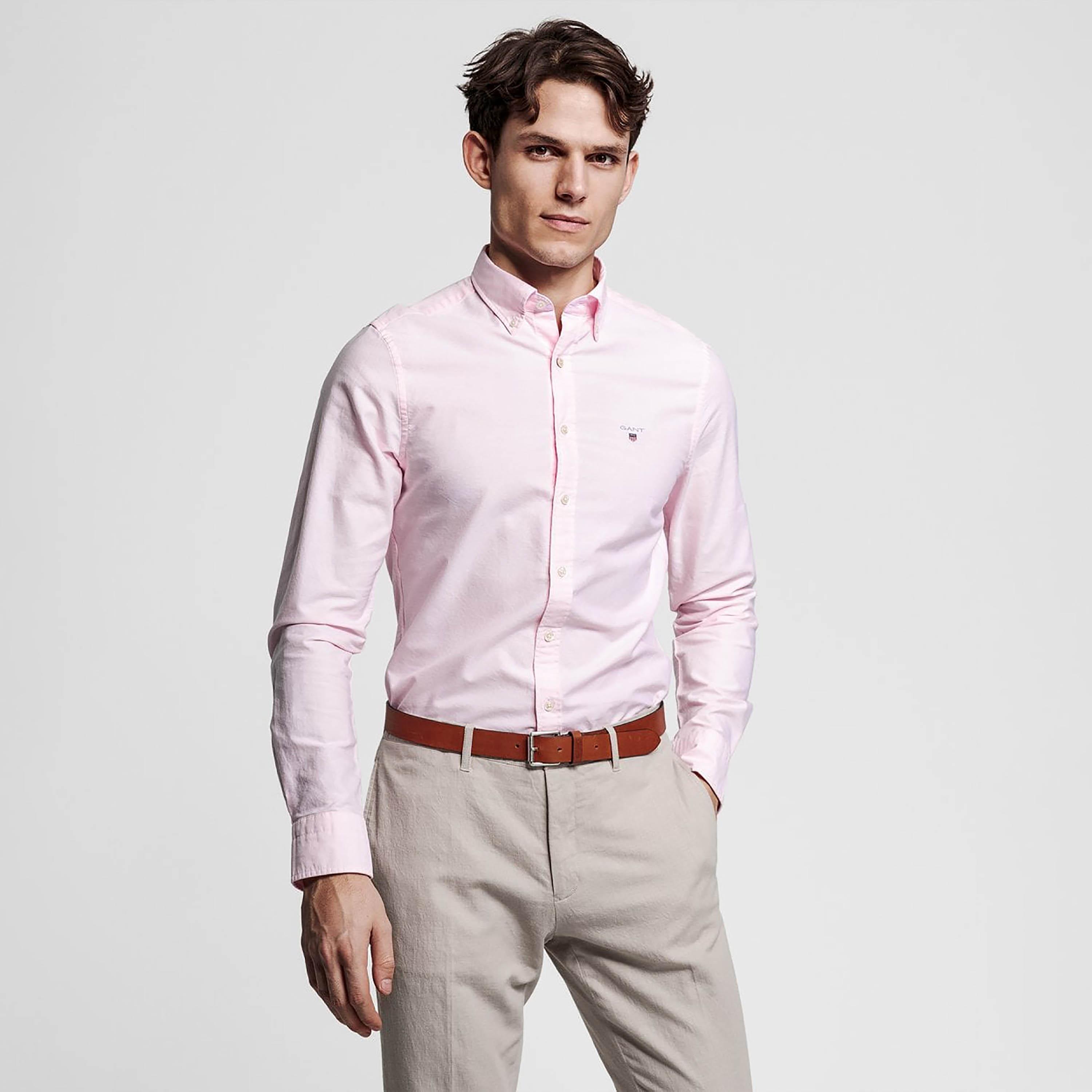 Gant Slim Fit Plain Button-Down Collar Long Sleeves Men's Shirt-men-clothing-shirts-image-6