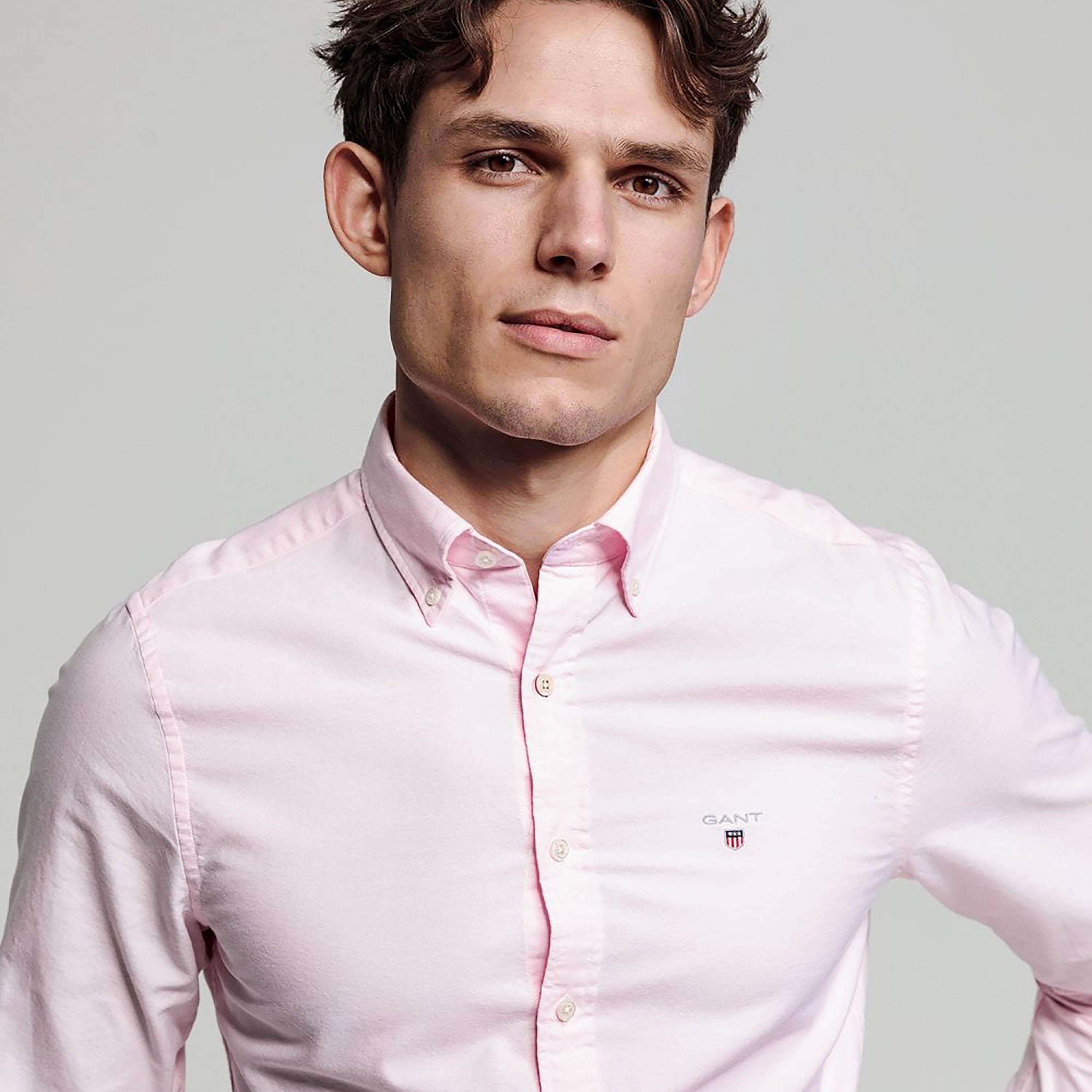 Gant Slim Fit Plain Button-Down Collar Long Sleeves Men's Shirt-men-clothing-shirts-image-7