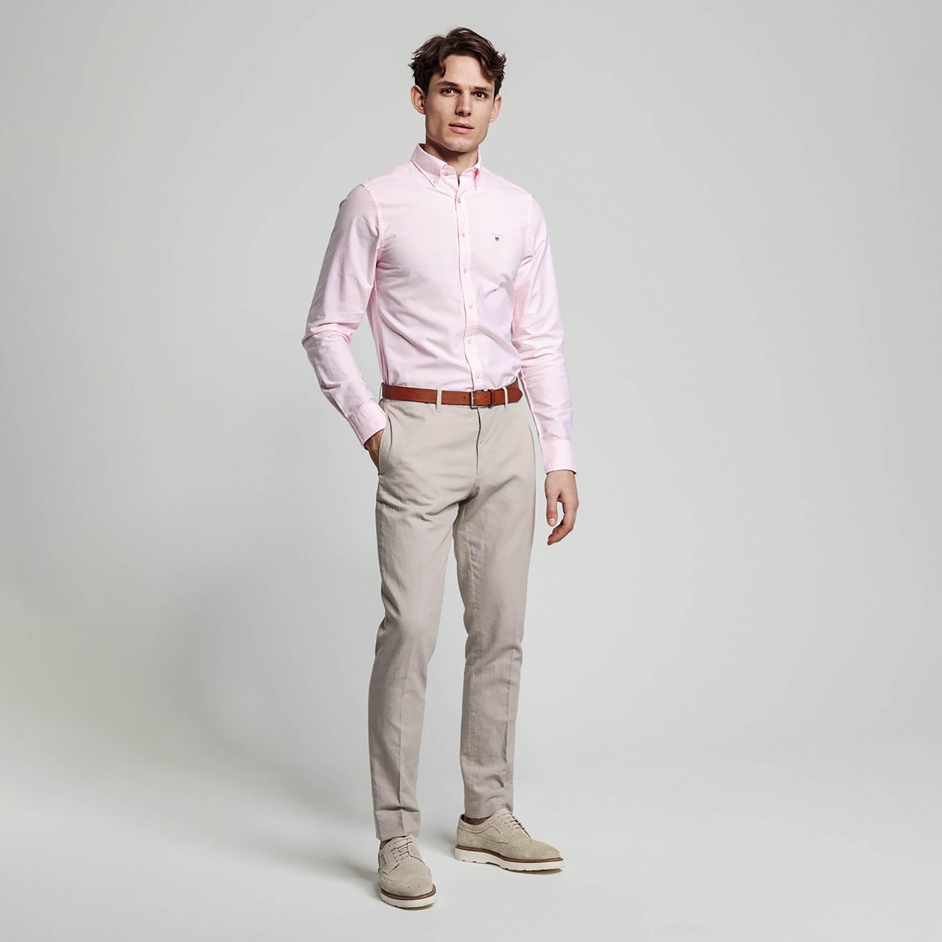 Gant Slim Fit Plain Button-Down Collar Long Sleeves Men's Shirt-men-clothing-shirts-image-8