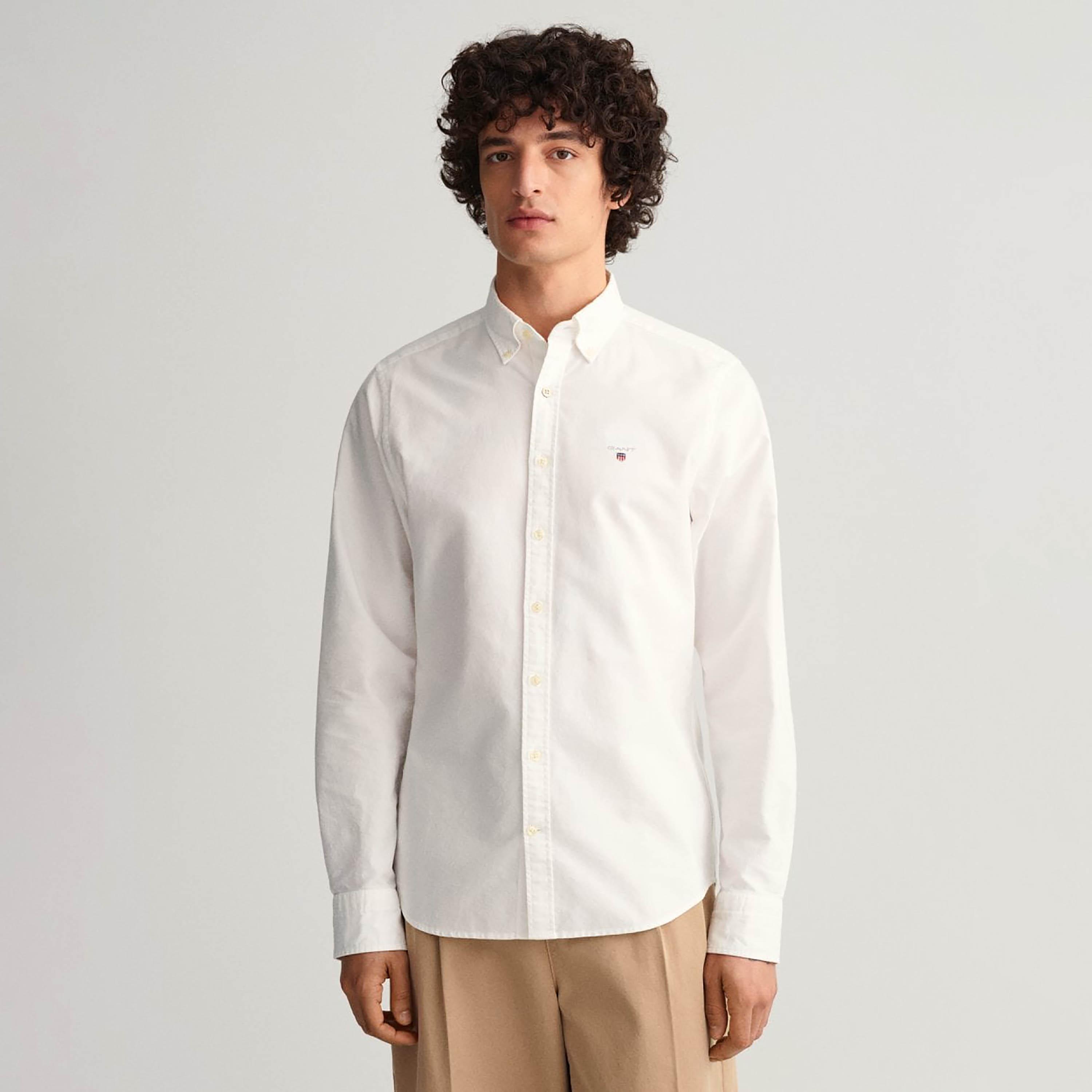 Gant Slim Fit Plain Button-Down Collar Long Sleeves Men's Shirt-men-clothing-shirts-image-1