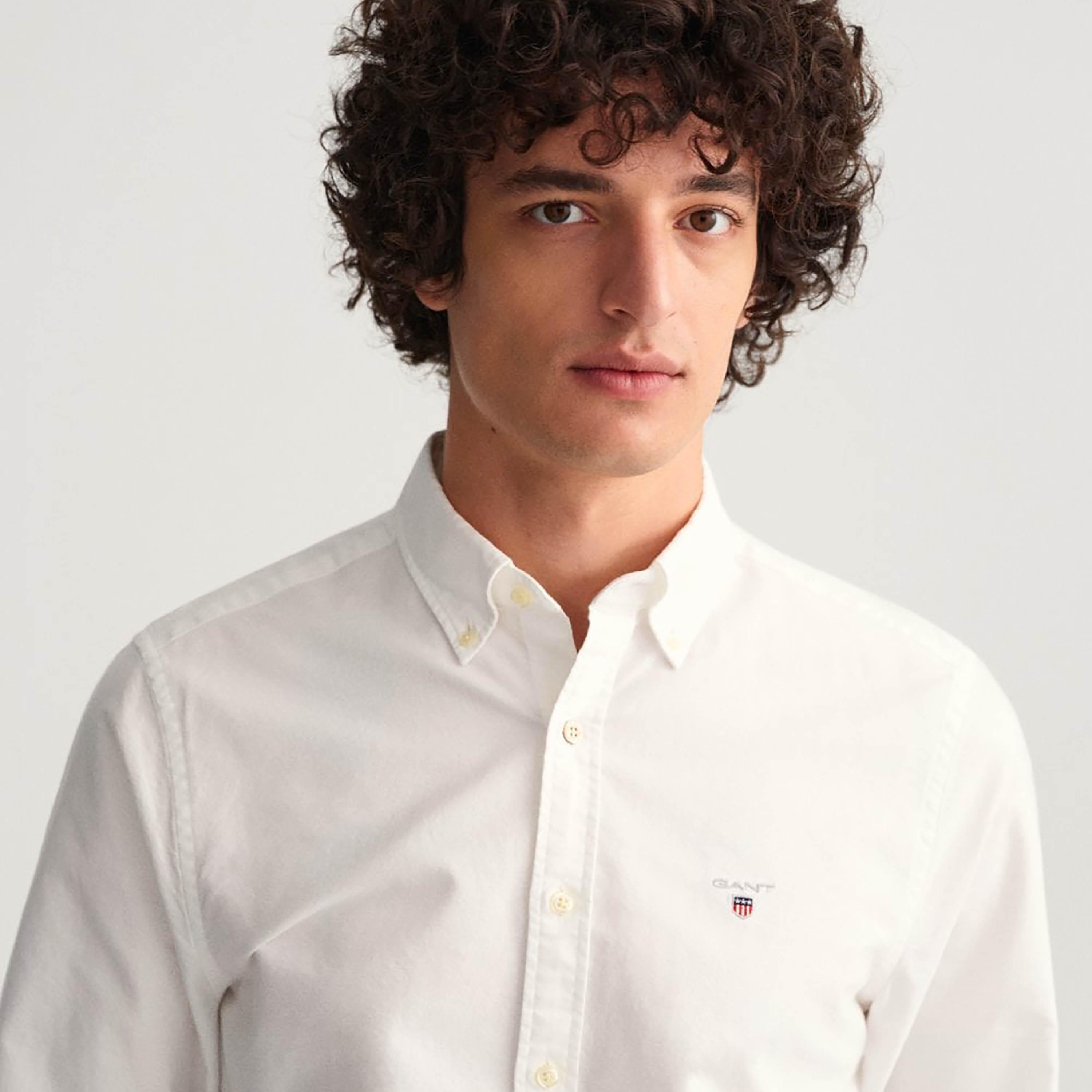 Gant Slim Fit Plain Button-Down Collar Long Sleeves Men's Shirt-men-clothing-shirts-image-2