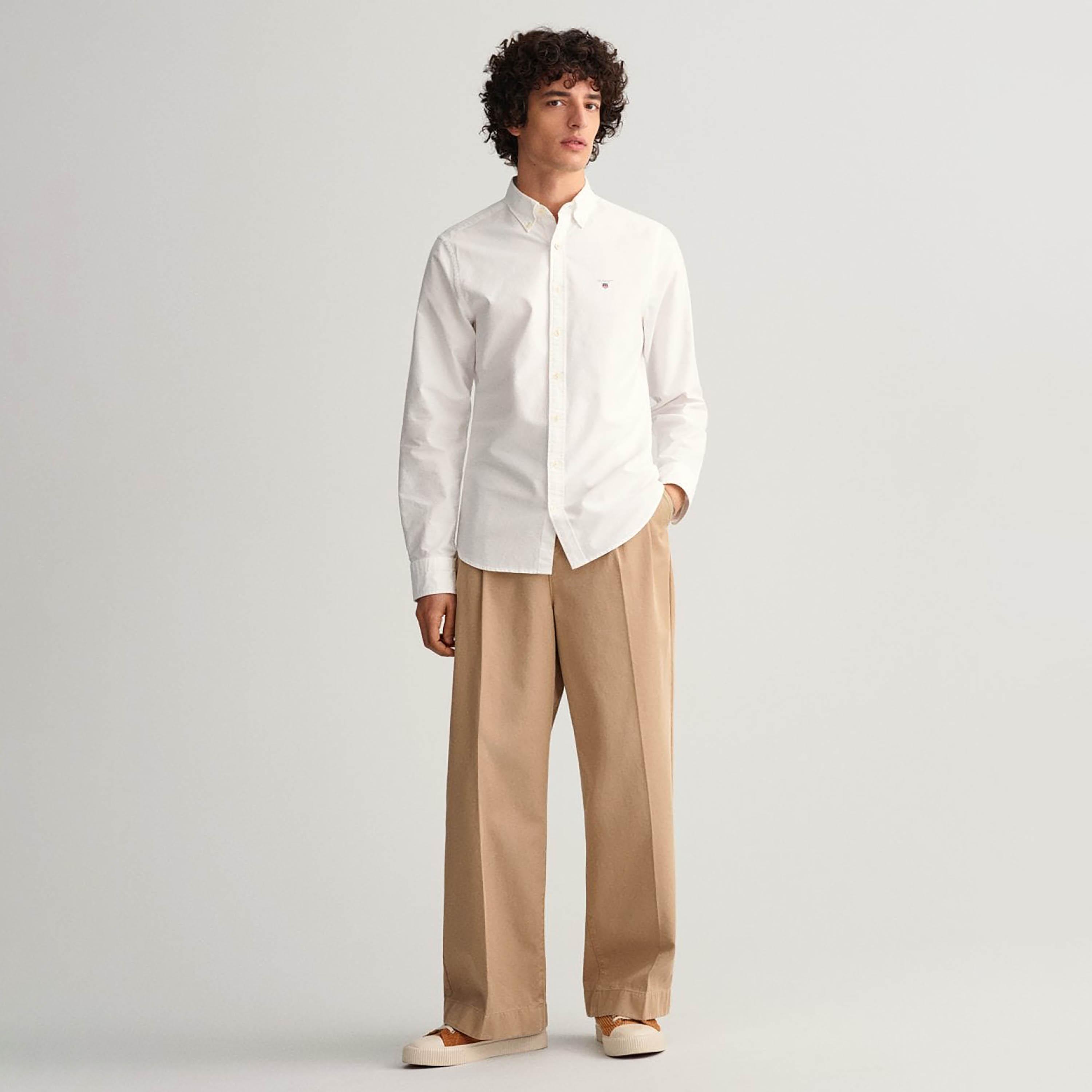 Gant Slim Fit Plain Button-Down Collar Long Sleeves Men's Shirt-men-clothing-shirts-image-3