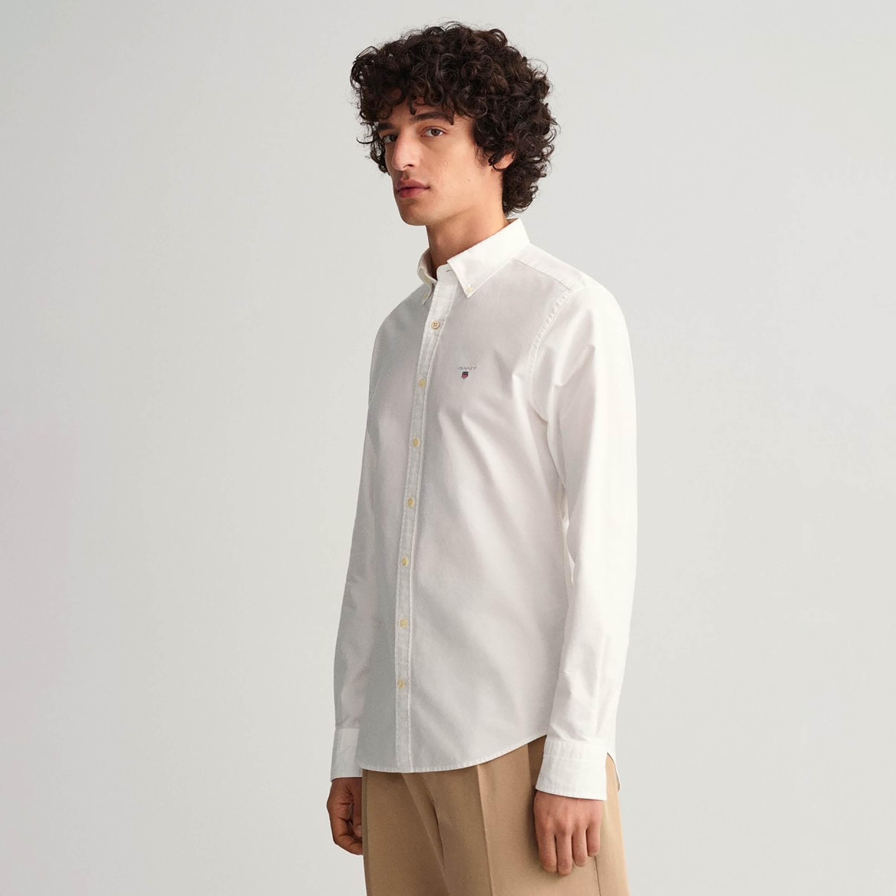 Gant Slim Fit Plain Button-Down Collar Long Sleeves Men's Shirt-men-clothing-shirts-image-5