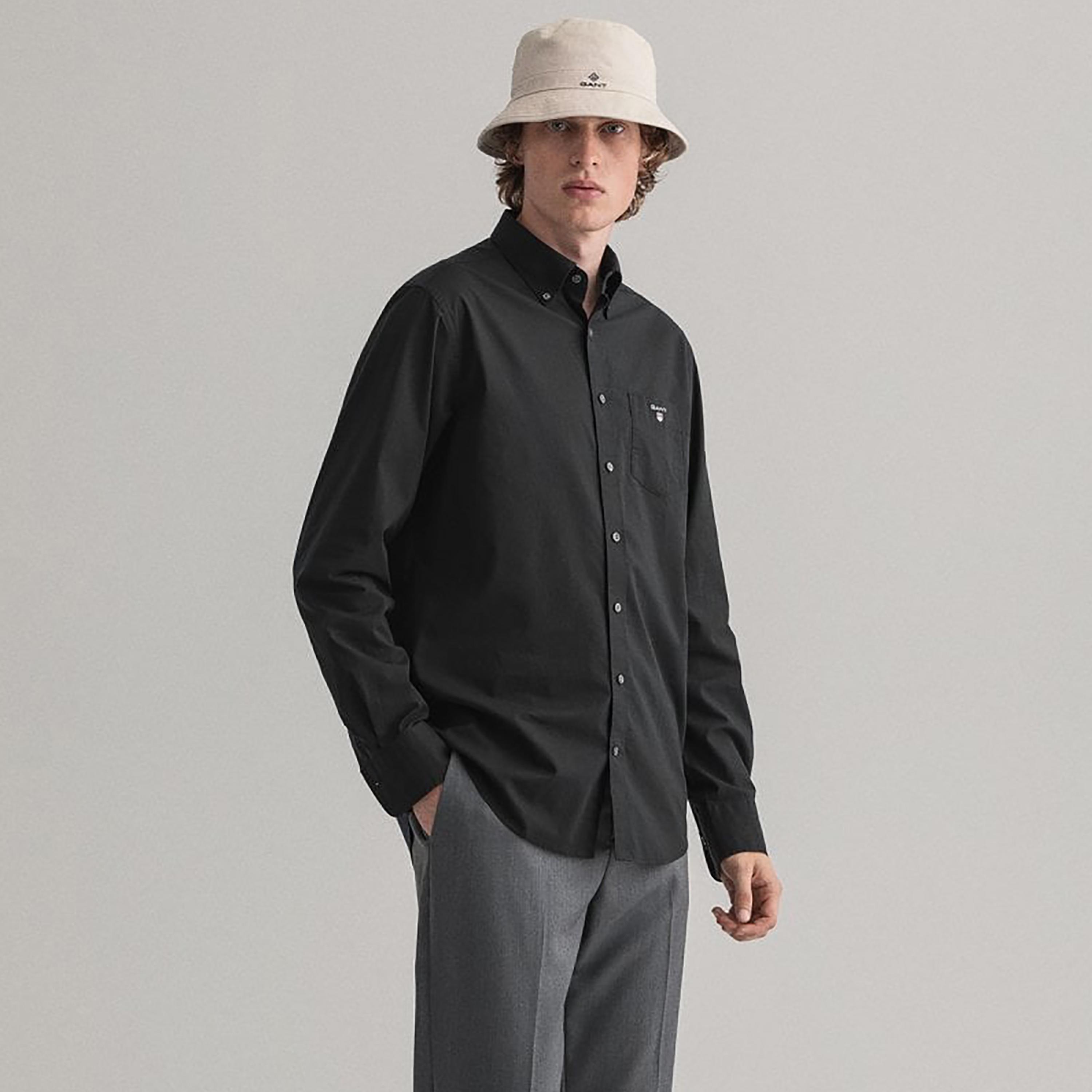 Gant Plain Regular Fit Long Sleeves Broadcloth Button-Down Collar Men's Shirt-men-clothing-shirts-image-1