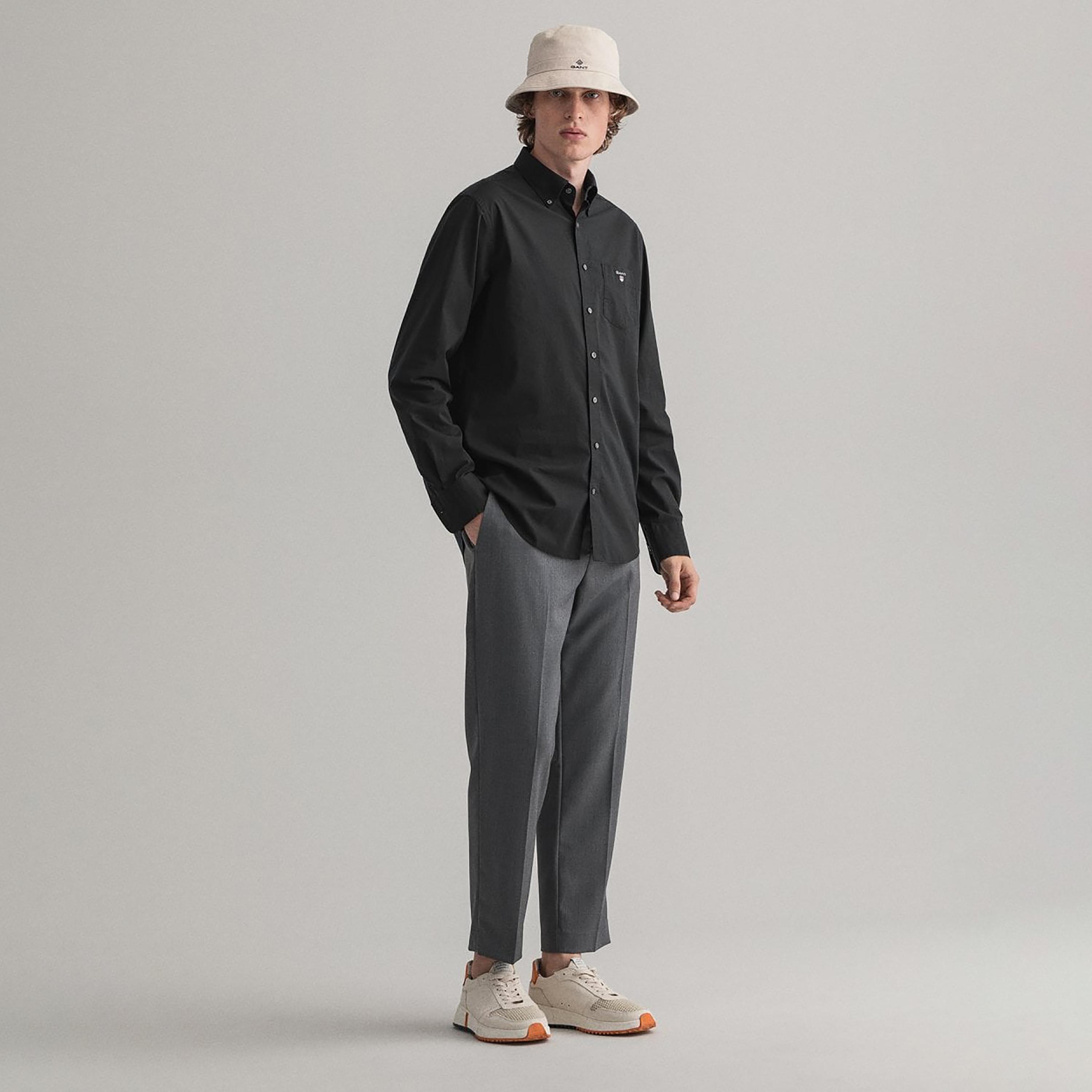 Gant Plain Regular Fit Long Sleeves Broadcloth Button-Down Collar Men's Shirt-men-clothing-shirts-image-2