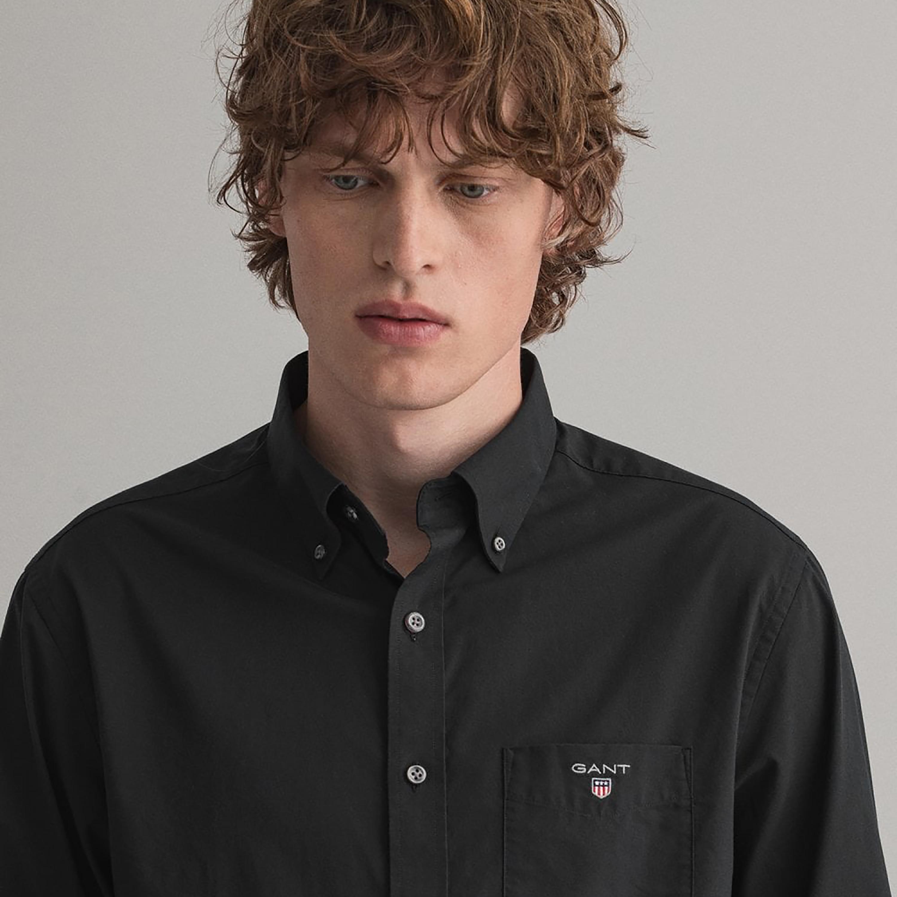 Gant Plain Regular Fit Long Sleeves Broadcloth Button-Down Collar Men's Shirt-men-clothing-shirts-image-3