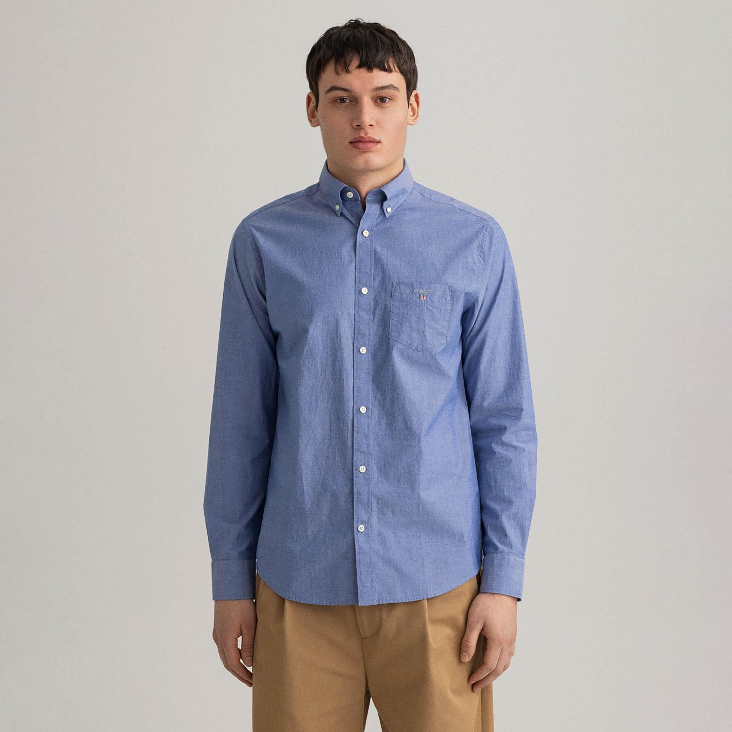 Gant Regular Fit Plain Button-Down Collar Long Sleeves Men's Shirt-men-clothing-shirts-image-1