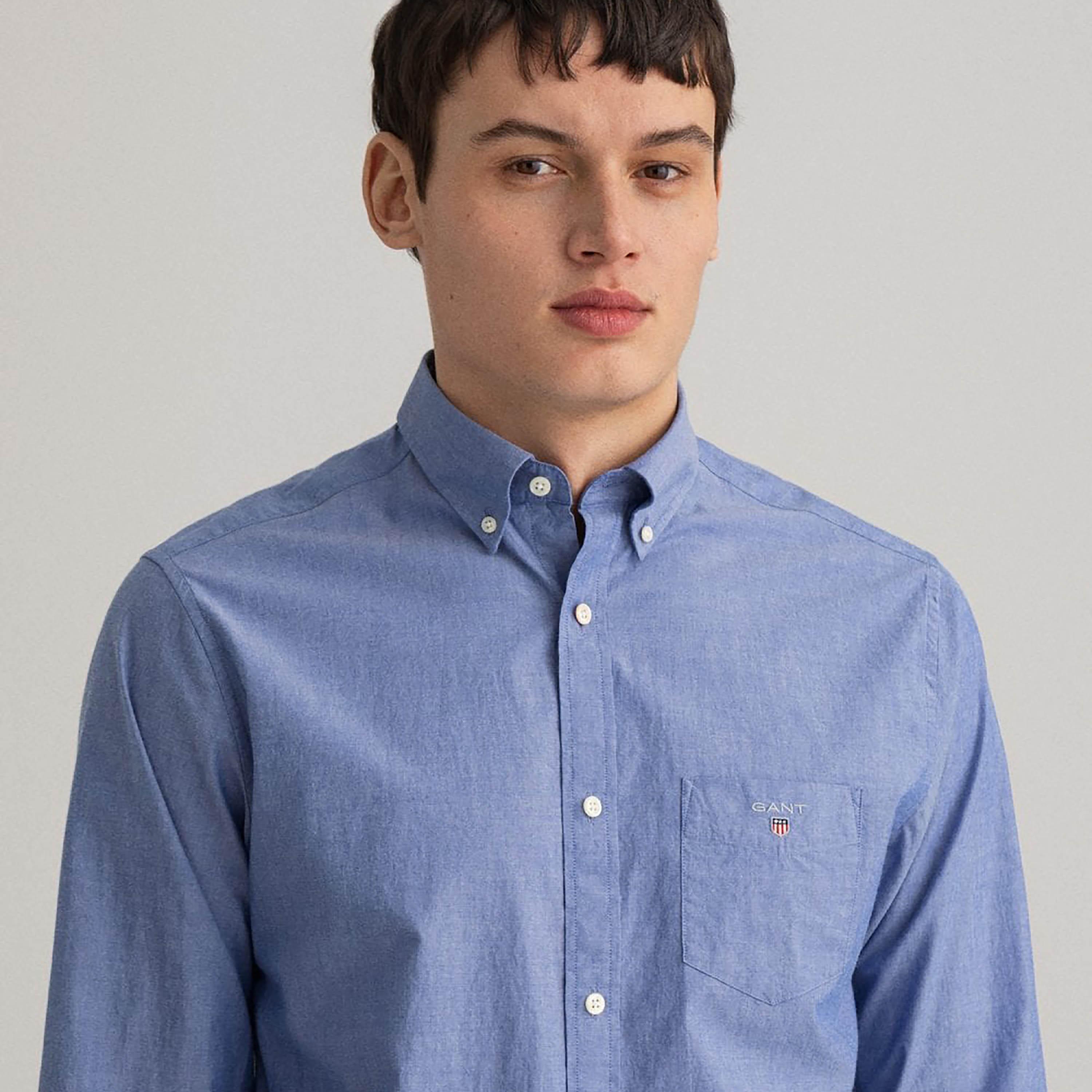 Gant Regular Fit Plain Button-Down Collar Long Sleeves Men's Shirt-men-clothing-shirts-image-2