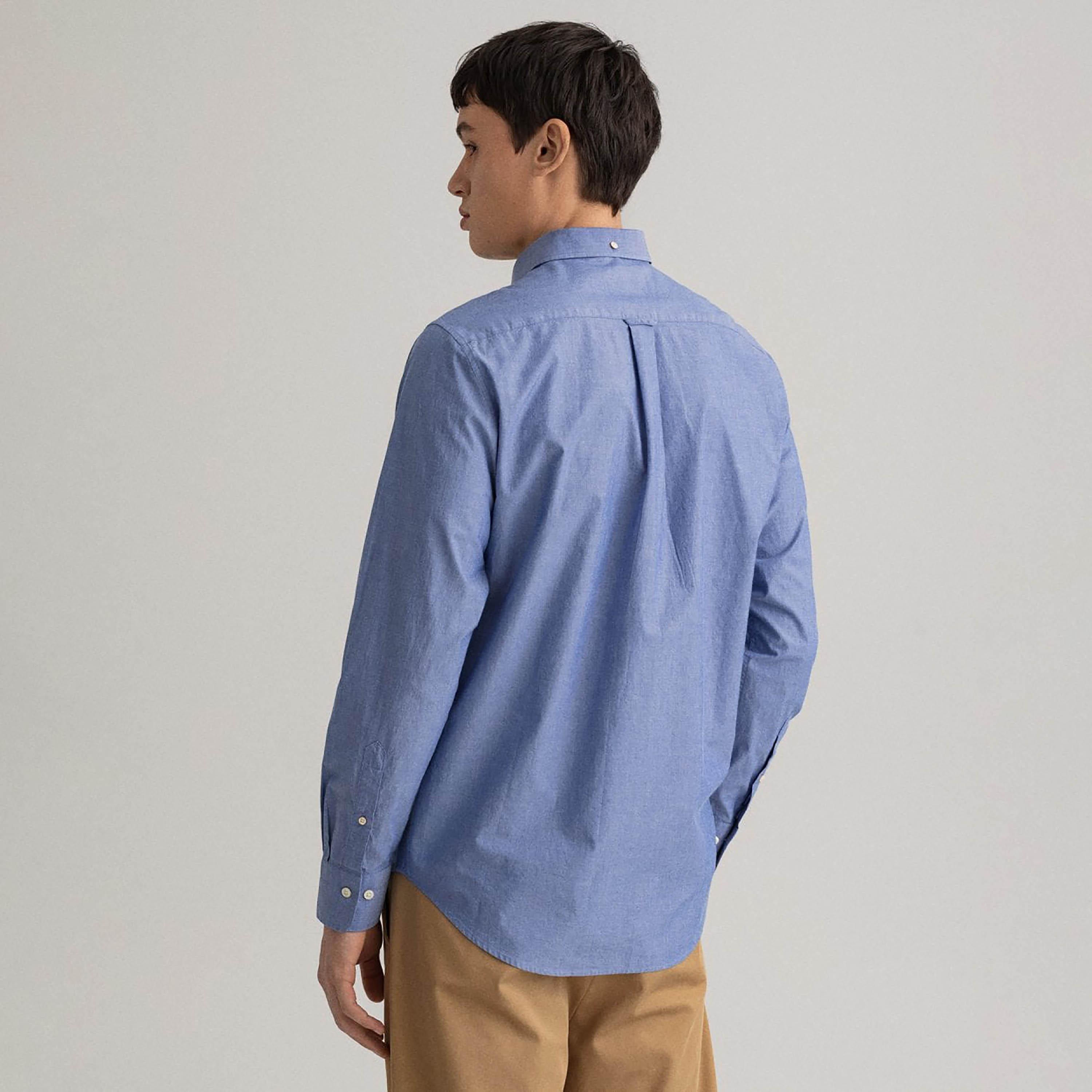 Gant Regular Fit Plain Button-Down Collar Long Sleeves Men's Shirt-men-clothing-shirts-image-3