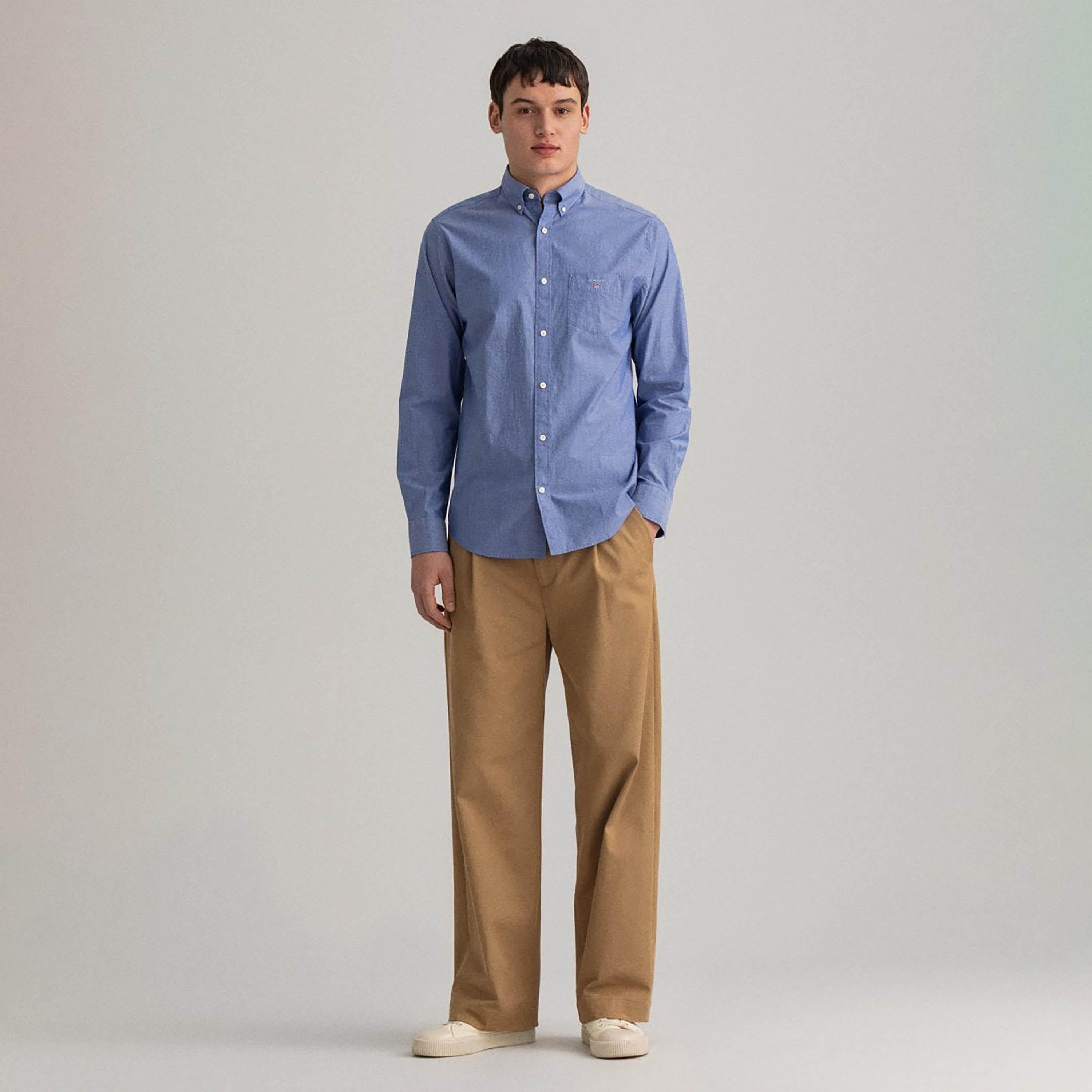 Gant Regular Fit Plain Button-Down Collar Long Sleeves Men's Shirt-men-clothing-shirts-image-5