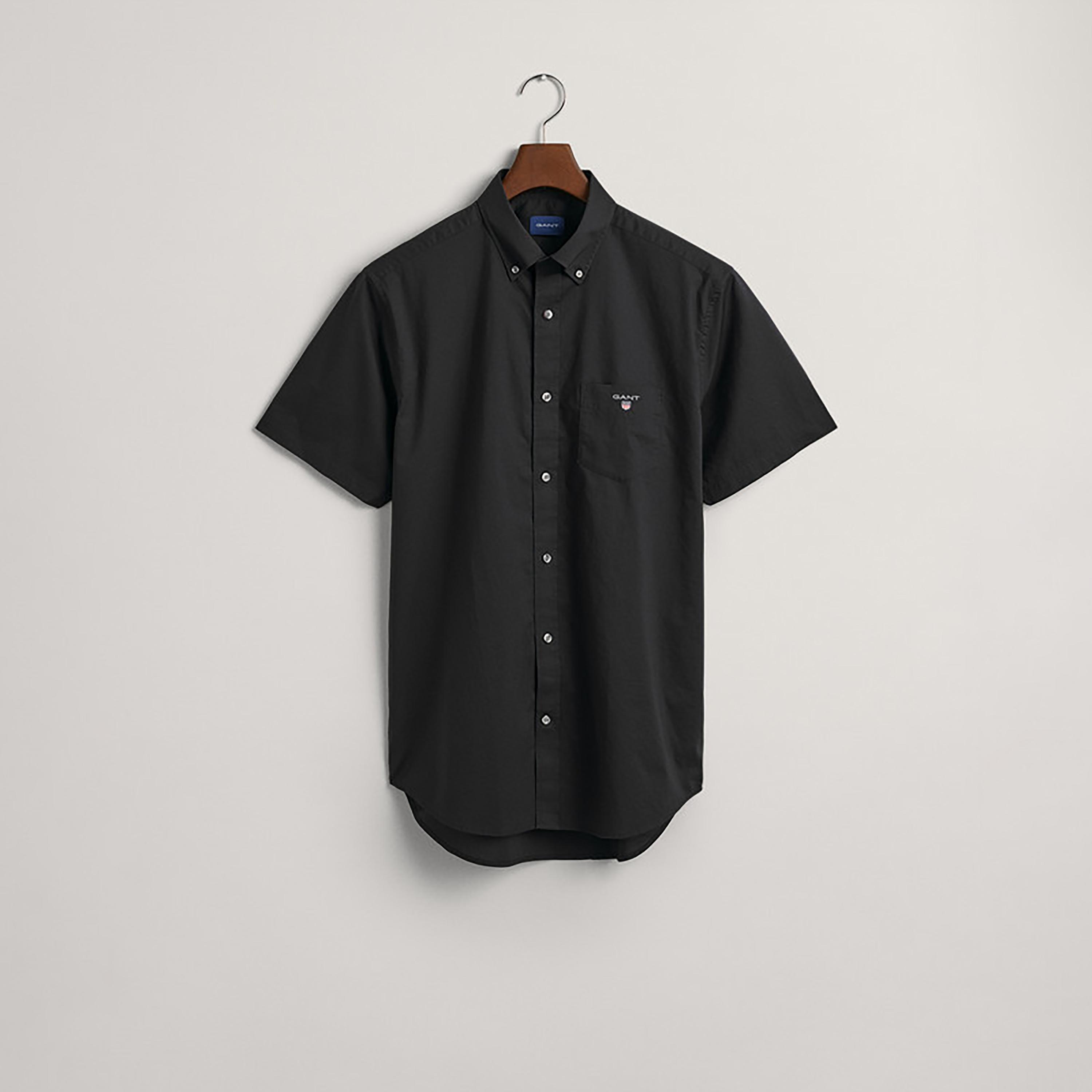 Gant Logo Detail Button Down Collar Short Sleeves Shirt with Patch Pocket-men-clothing-shirts-image-1